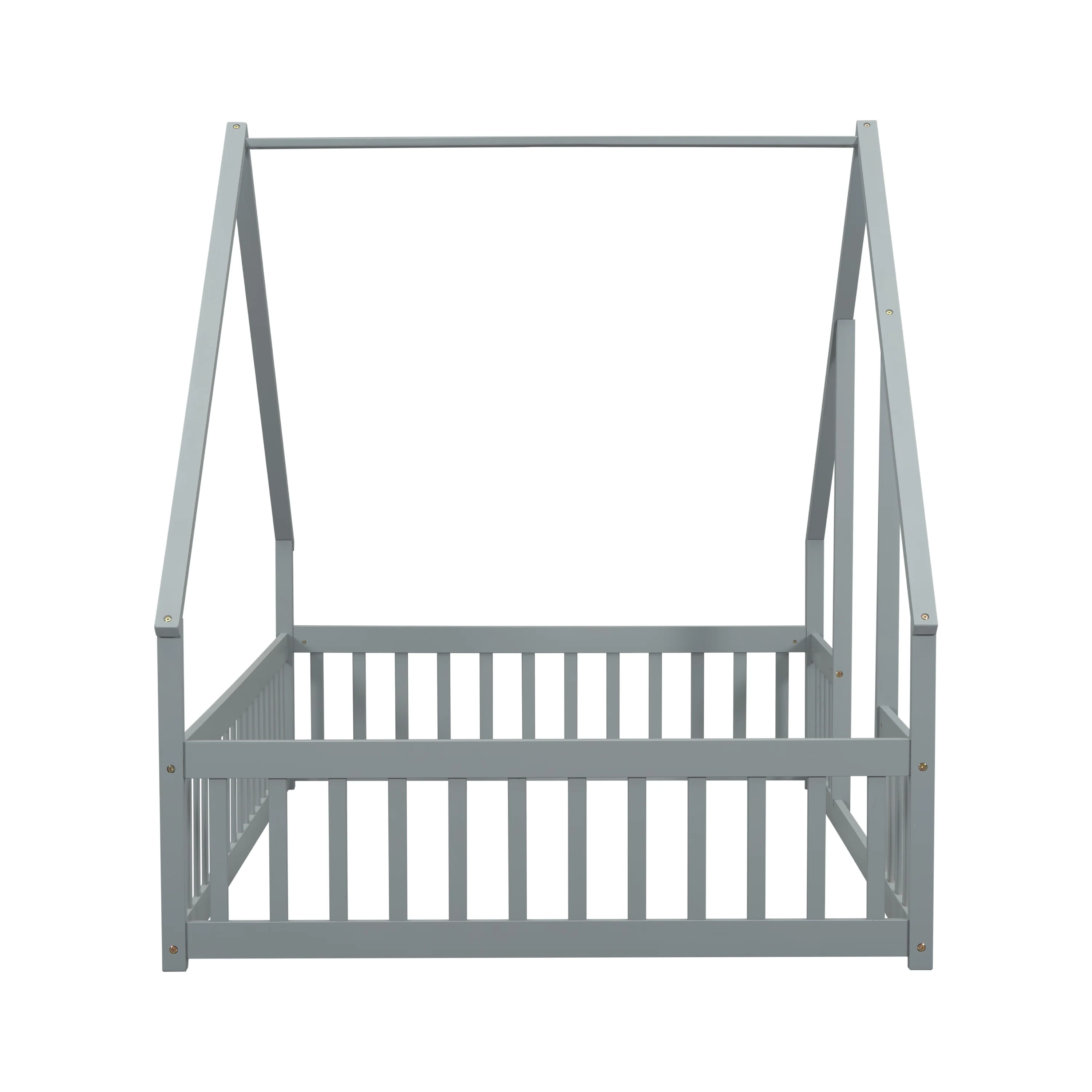 Bellemave Twin Size Floor Bed Frame, Wooden House Bed Twin Size with Fence, Montessori Bed with Guardrails for Bedroom (White) - Image 25