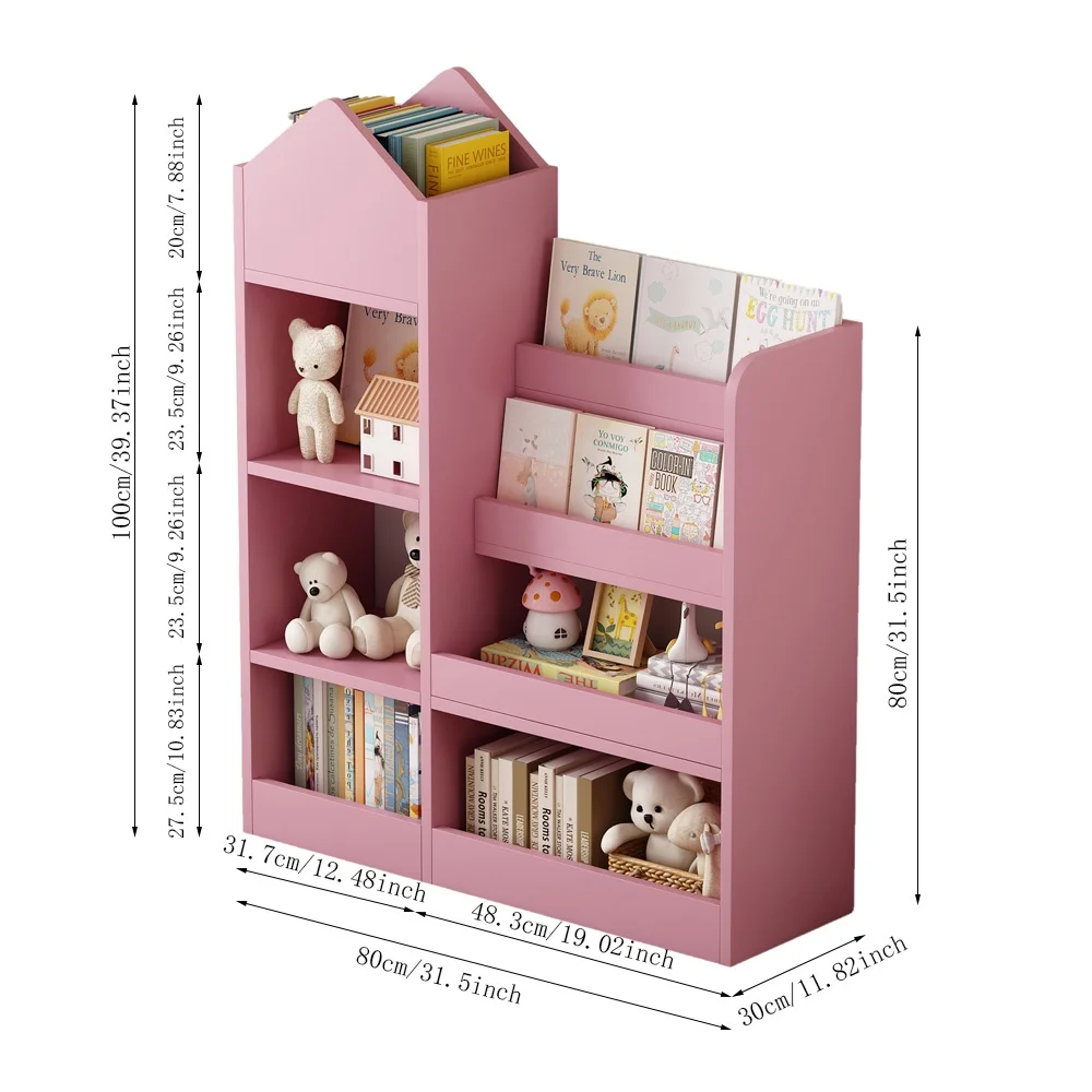 PORKISS Bookshelf for Kids, Wood Kids Bookcase with Toy Storage Organizer, Freestanding Book Shelf with 6 Compartments and 2 Baskets Bins for Kids Bedroom, Nursery, Playroom, Natural - Image 25