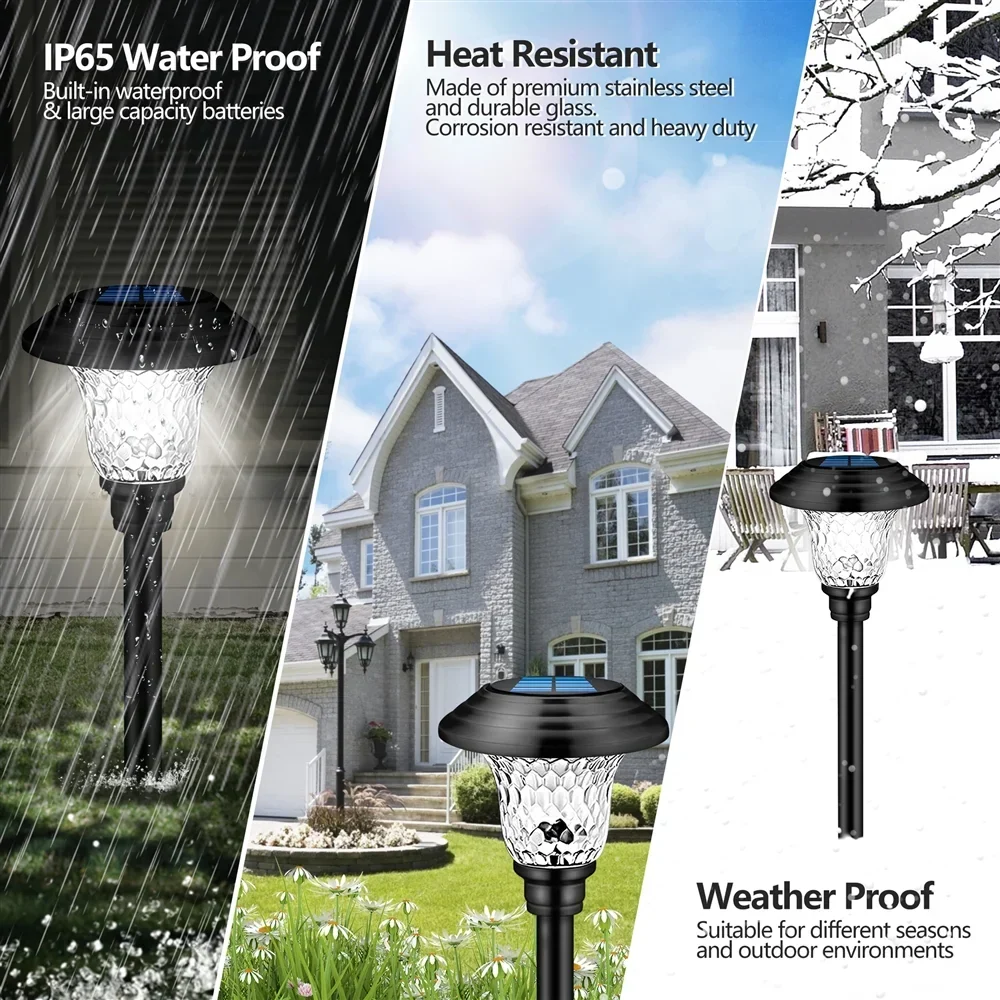 Solar Garden Landscape Lights, 8 Pack - Waterproof Glass Stainless Steel Auto-On/Off - Image 10 Solar Garden Landscape Lights, 8 Pack - Waterproof Glass Stainless Steel Auto-On/Off - Image 10