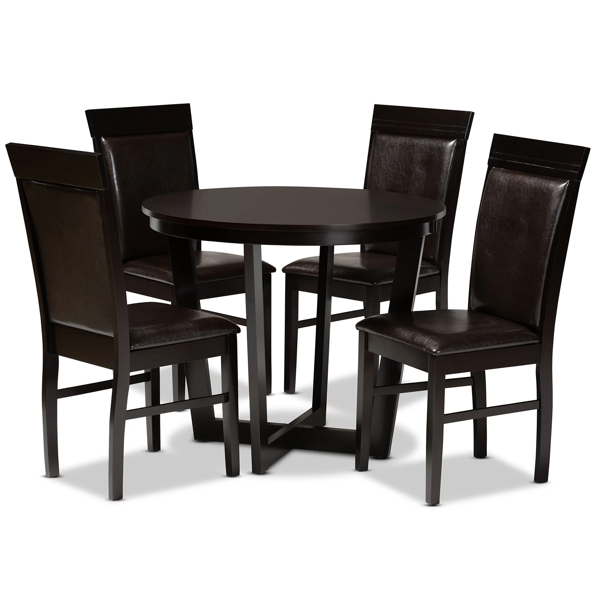 Baxton Studio Lanier Modern and Contemporary Sand Fabric Upholstered Dark Brown Finished 2-Piece Wood Dining Chair Set