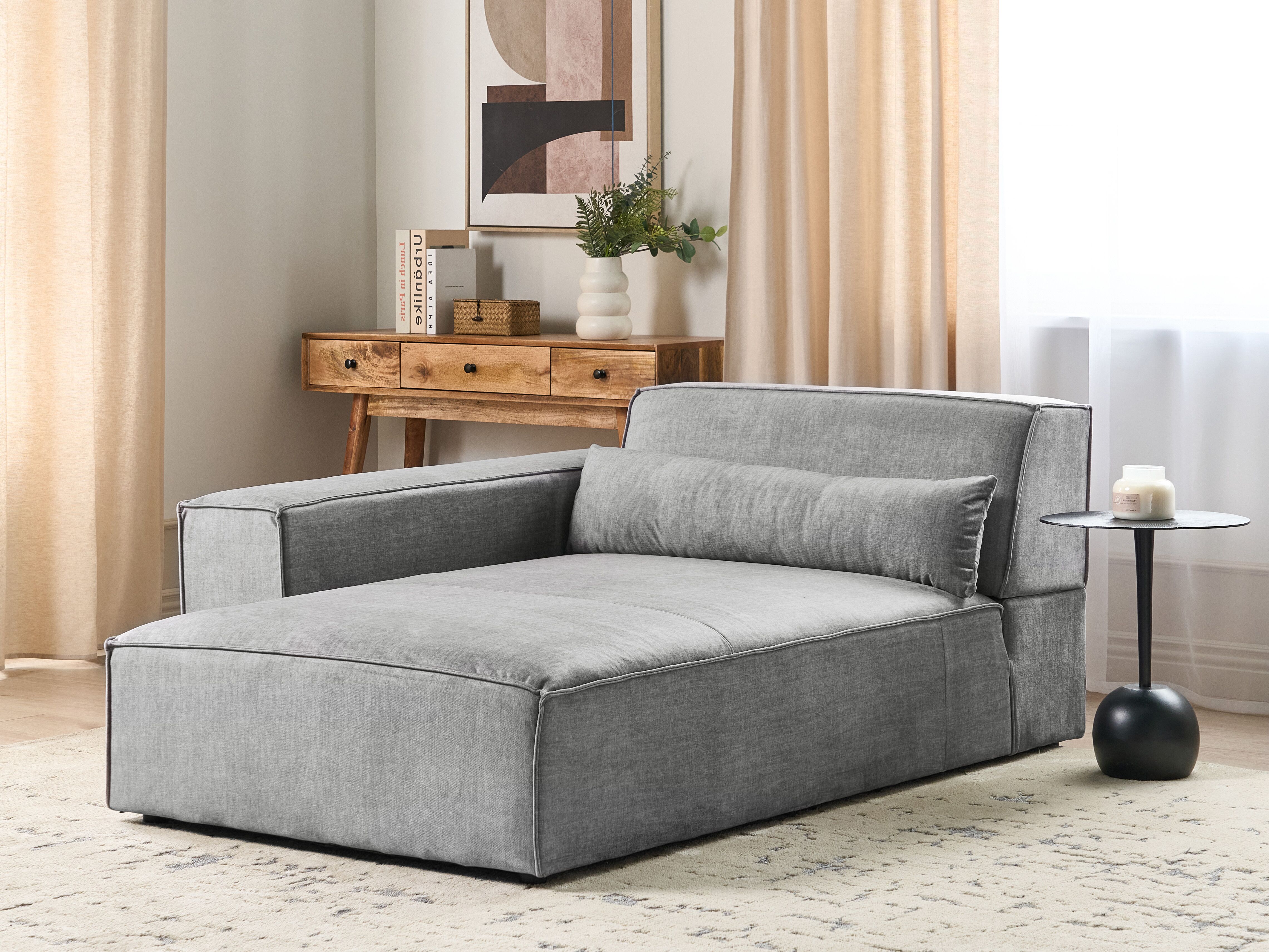 Right-Hand Chaise Lounge HELLNAR Fabric Grey