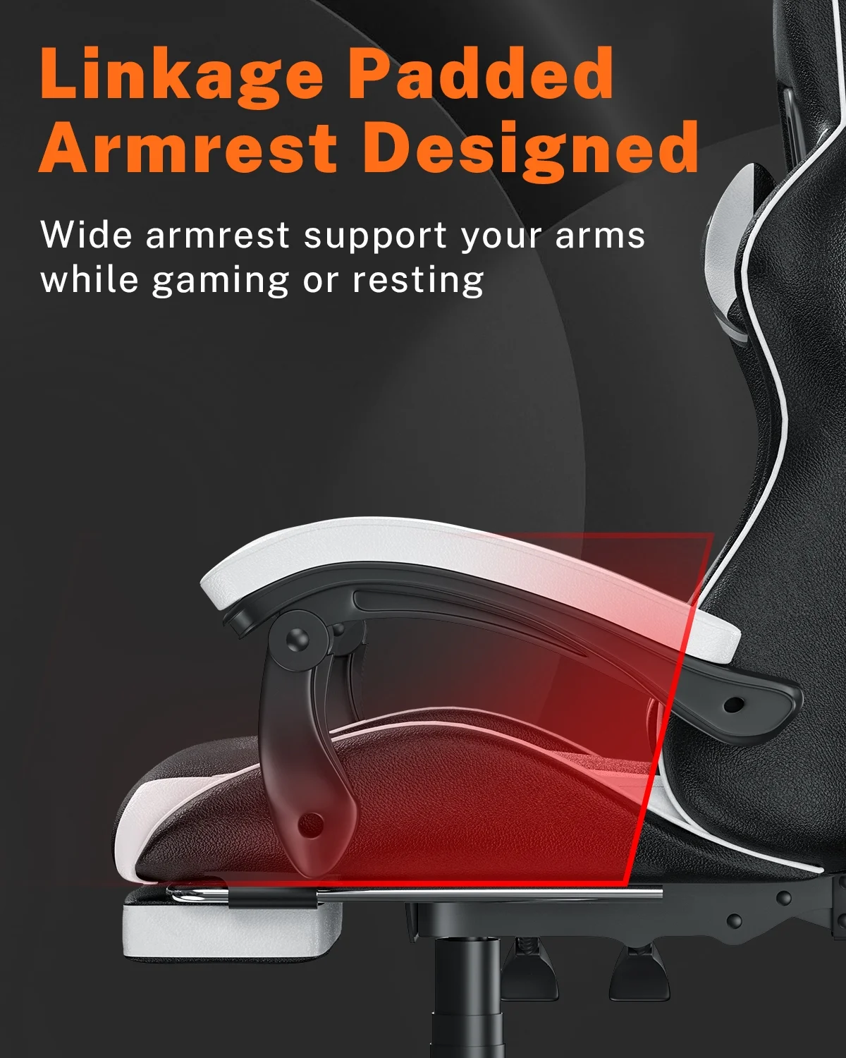 Bigzzia Gaming Chair with Footrest, Gaming Chair for Adult with Headrest and Lumbar Support,Red - Image 24