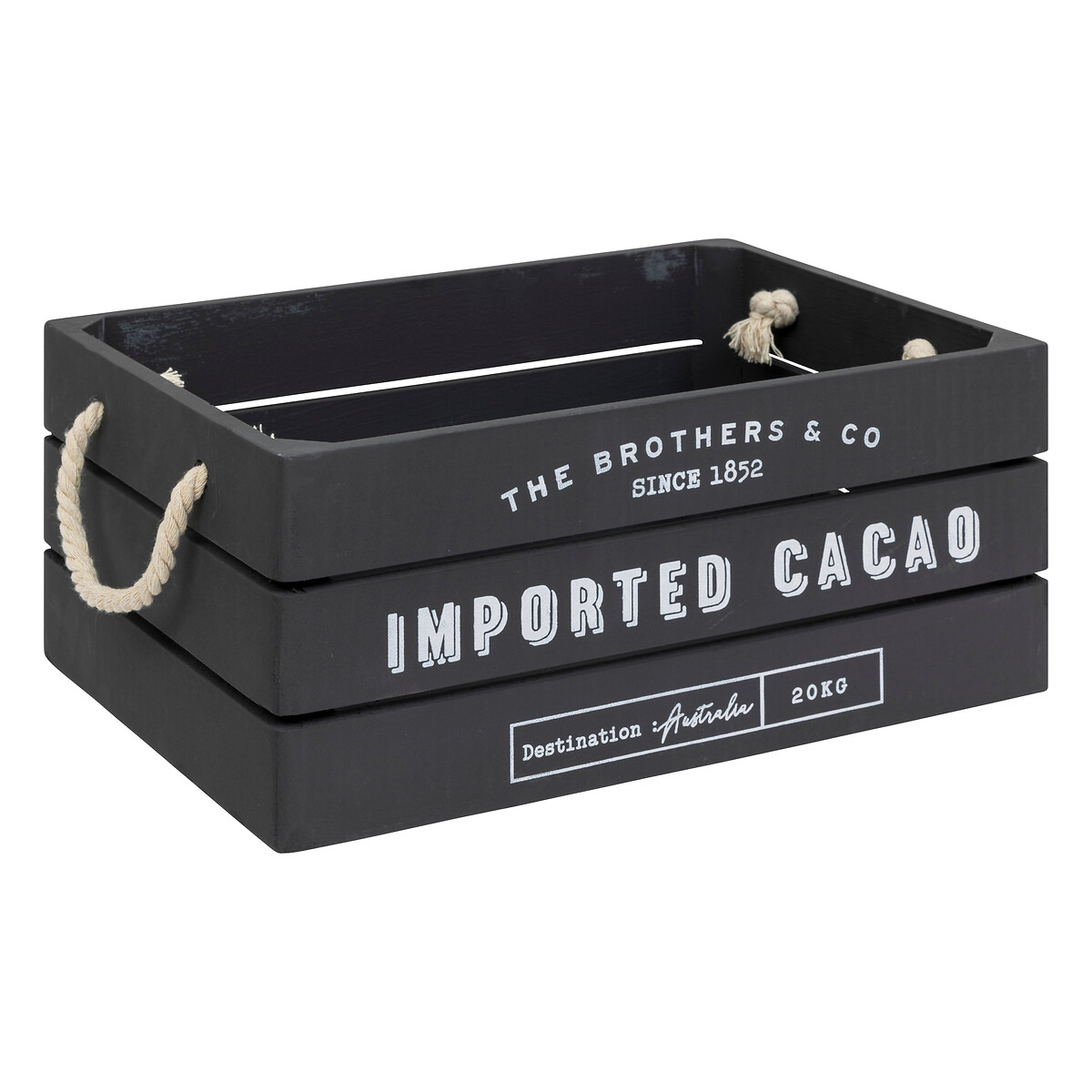 Set of 3 "Denys" wood crates Grey, L.23/29/35 cm