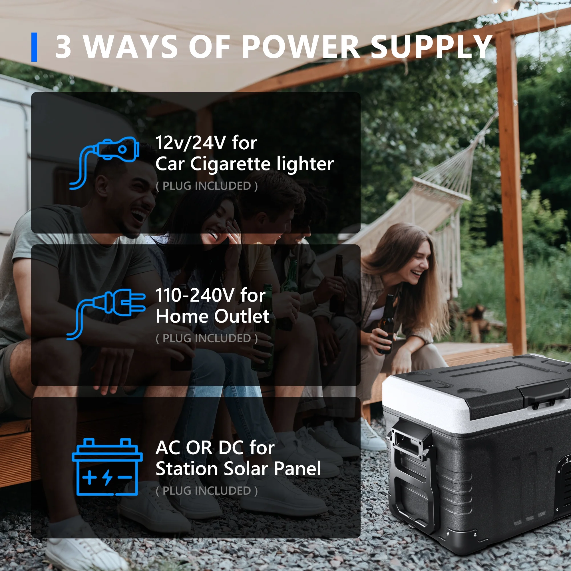 Simzlife 12V Car Refrigerator, 37QT Electric Cooler DC/AC, -4�H~68�H, RV Freezer Fridge Cooler with Wheels & 2 Baskets - Image 8