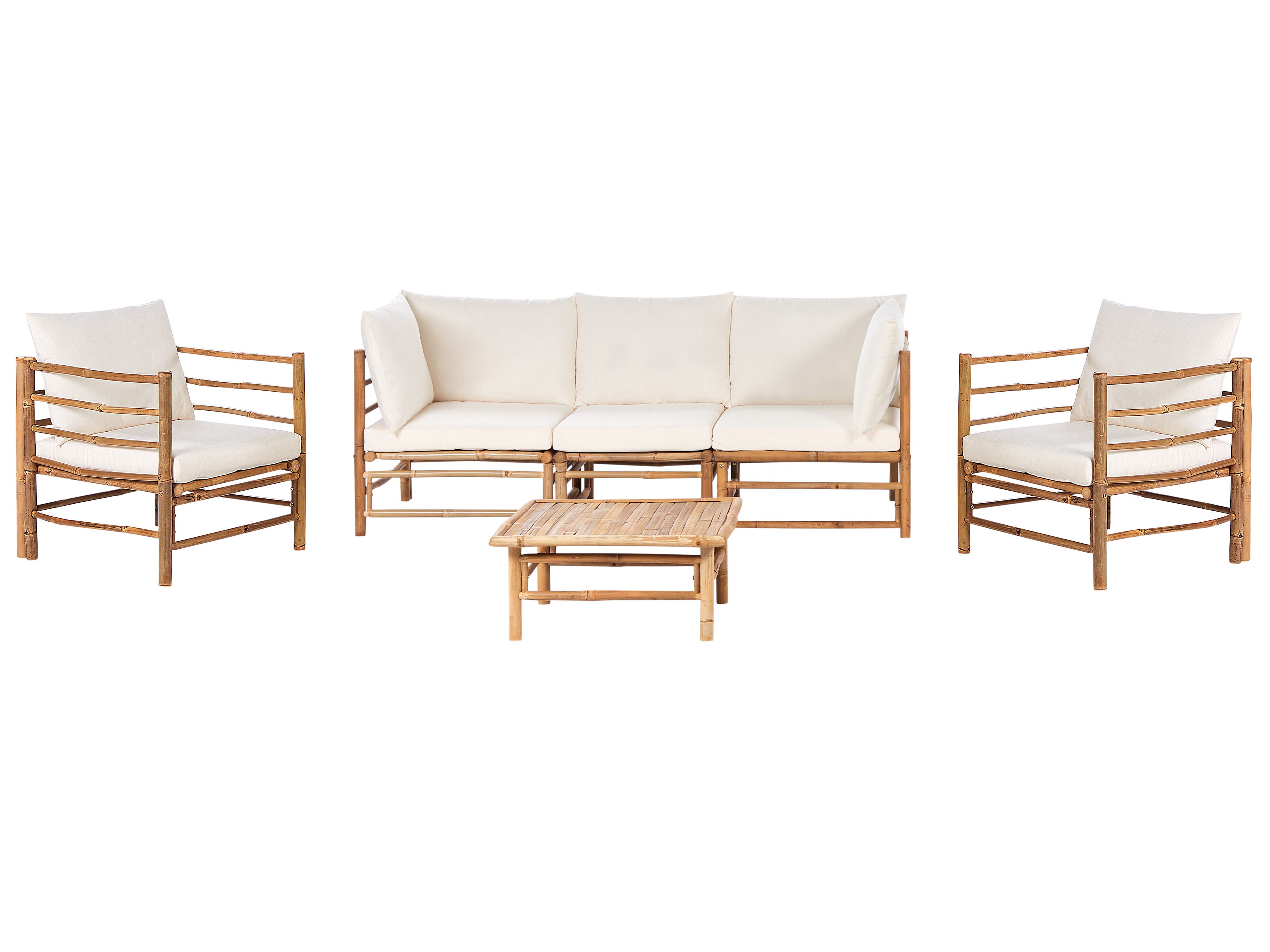 Garden Lounge Set with Table 5 Seater CERRETO Bamboo Off-White