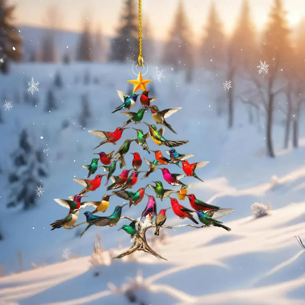 Kleurrijk Vogelornament voor Kerstboomdecoratie – Natuurlijk Ontwerp en Duurzaam Materiaal