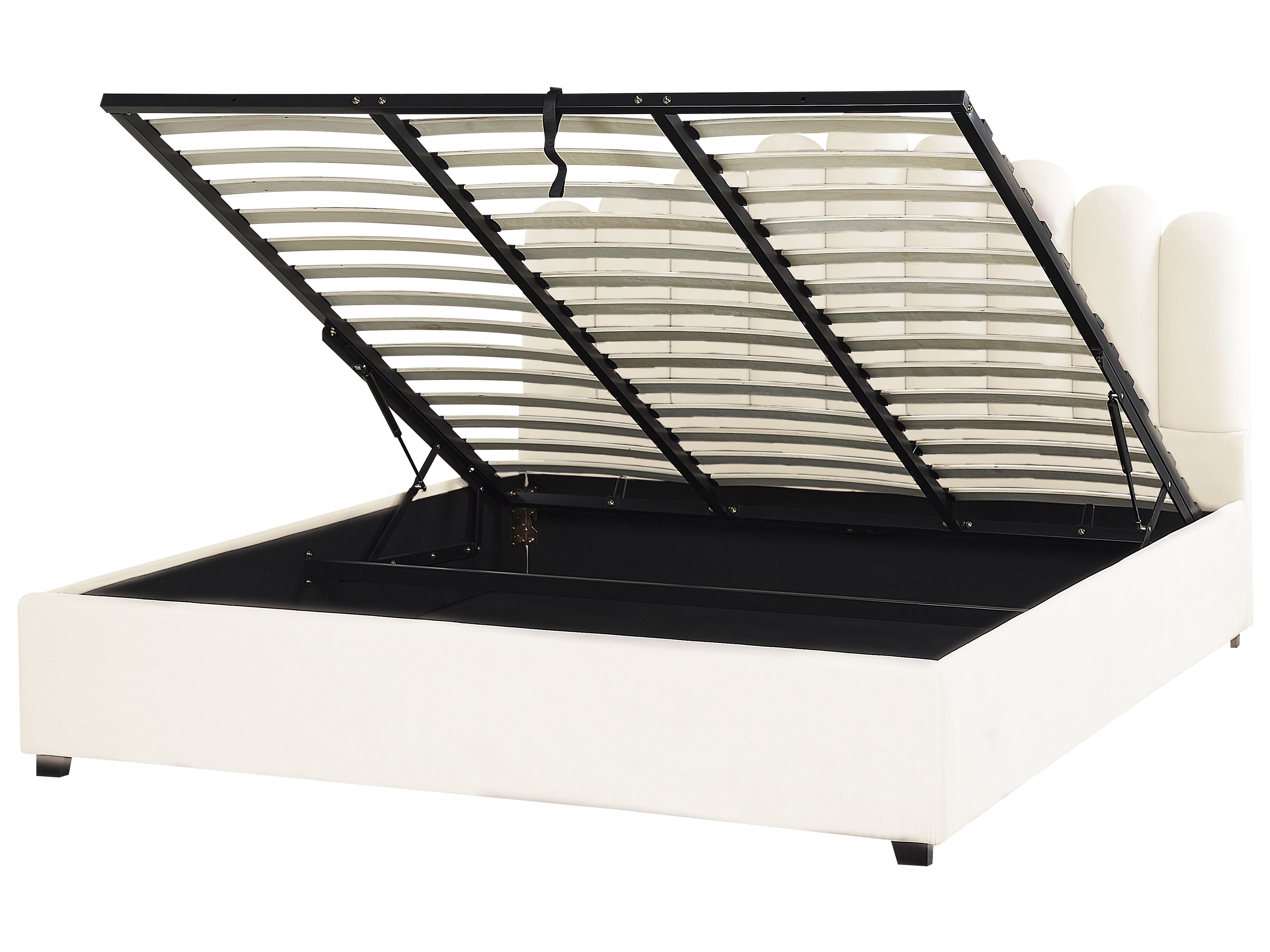 Ottoman Bed Velvet VINCENNES 180 x 200 cm (EU Super King) Off-White