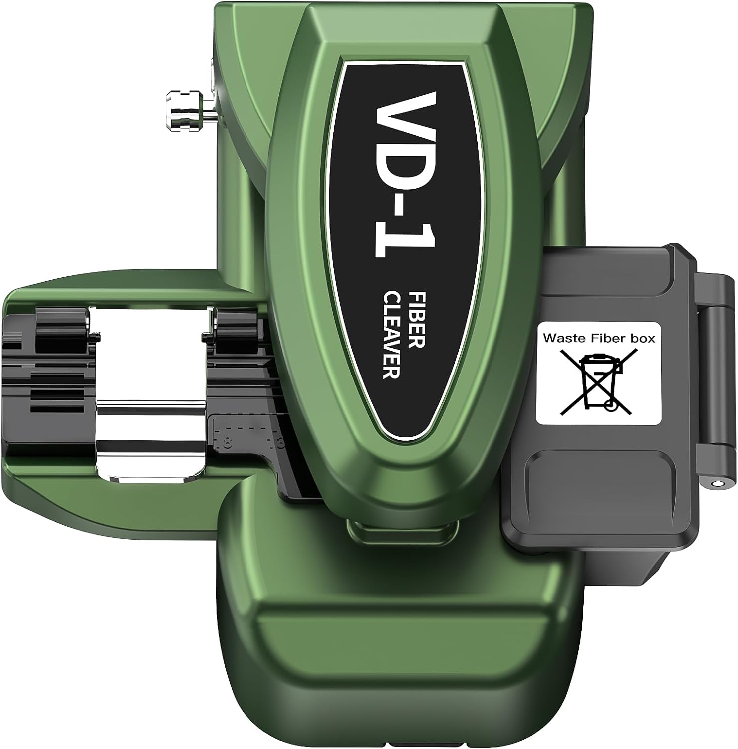 One-Step Fiber optic Cleaver VD-1 automatic Optical Fiber Cutter tool with 3-in-1 Clamp, 28-Position Blade, Detachable waste fiber box for Splicing & Cold Connection, FTTH Telecom & CATV Installation