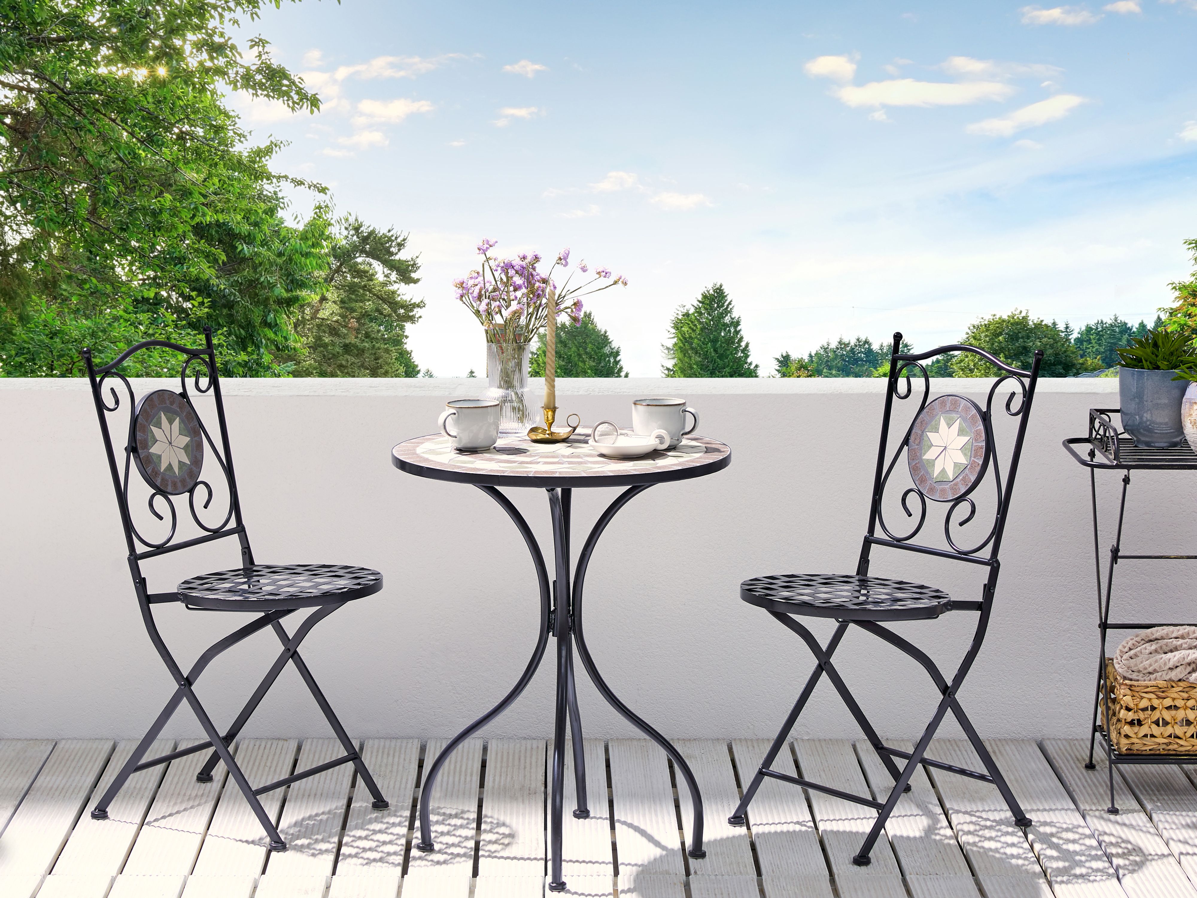 Bistro Set Folding CARIATI Metal Black