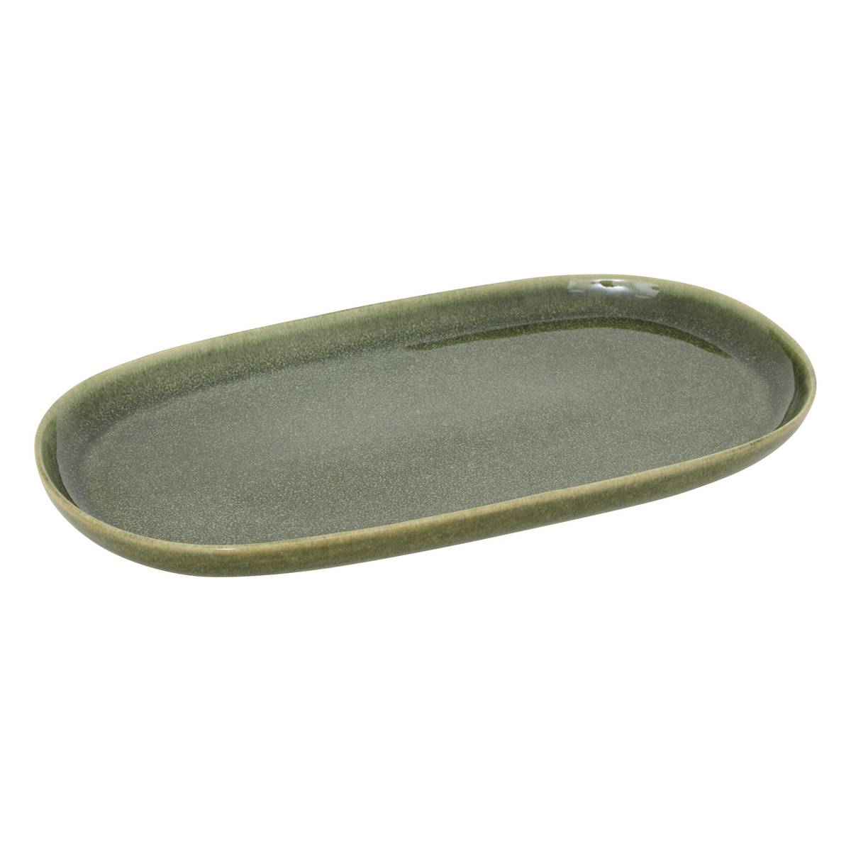 Dish "Unknown Land" stoneware (ceramic), 31x17.5 cm, Khaki Green