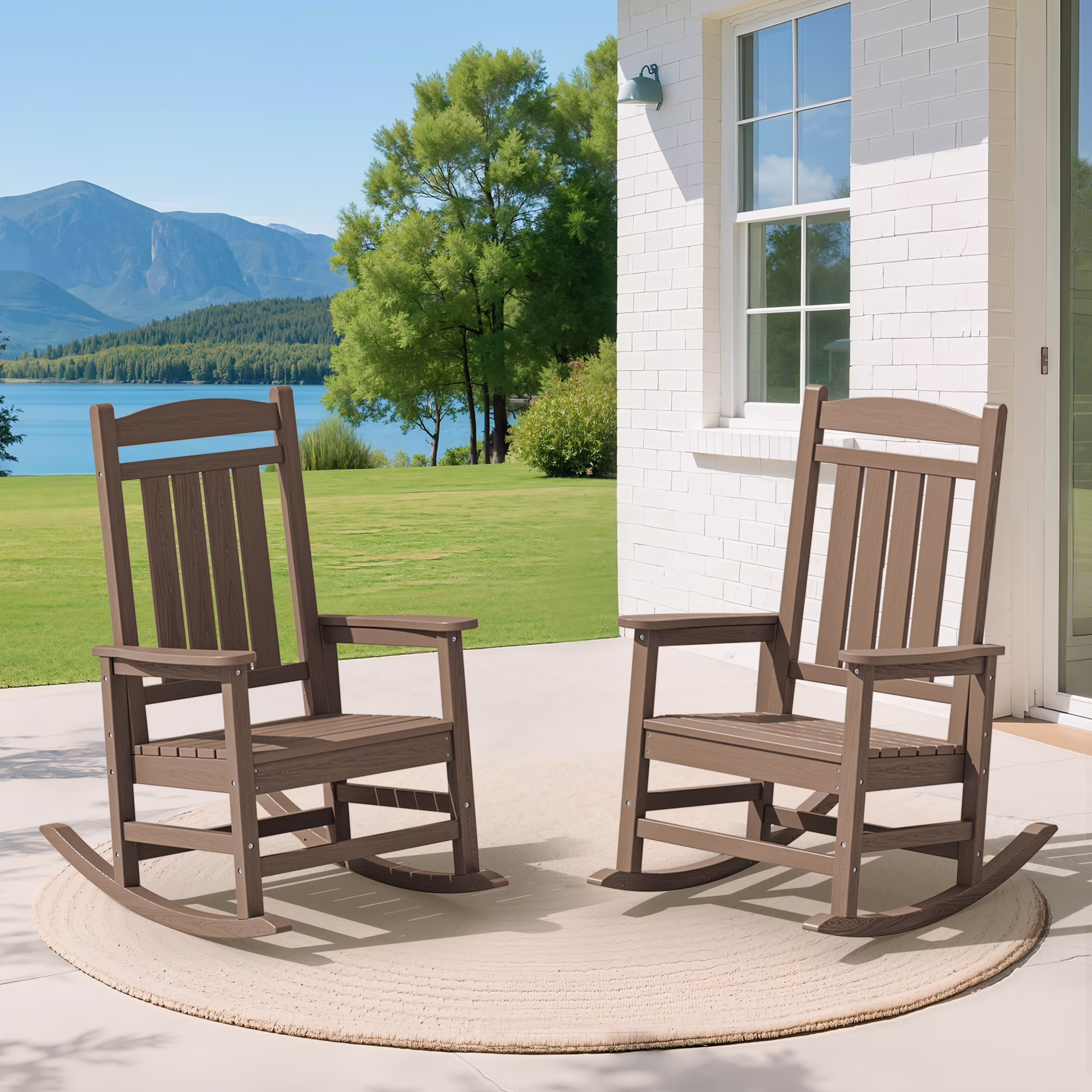 KINGYES HDPE Outdoor Rocking Chairs Set of 2,HDPE Patio Rocker for Porch,Black - Image 11