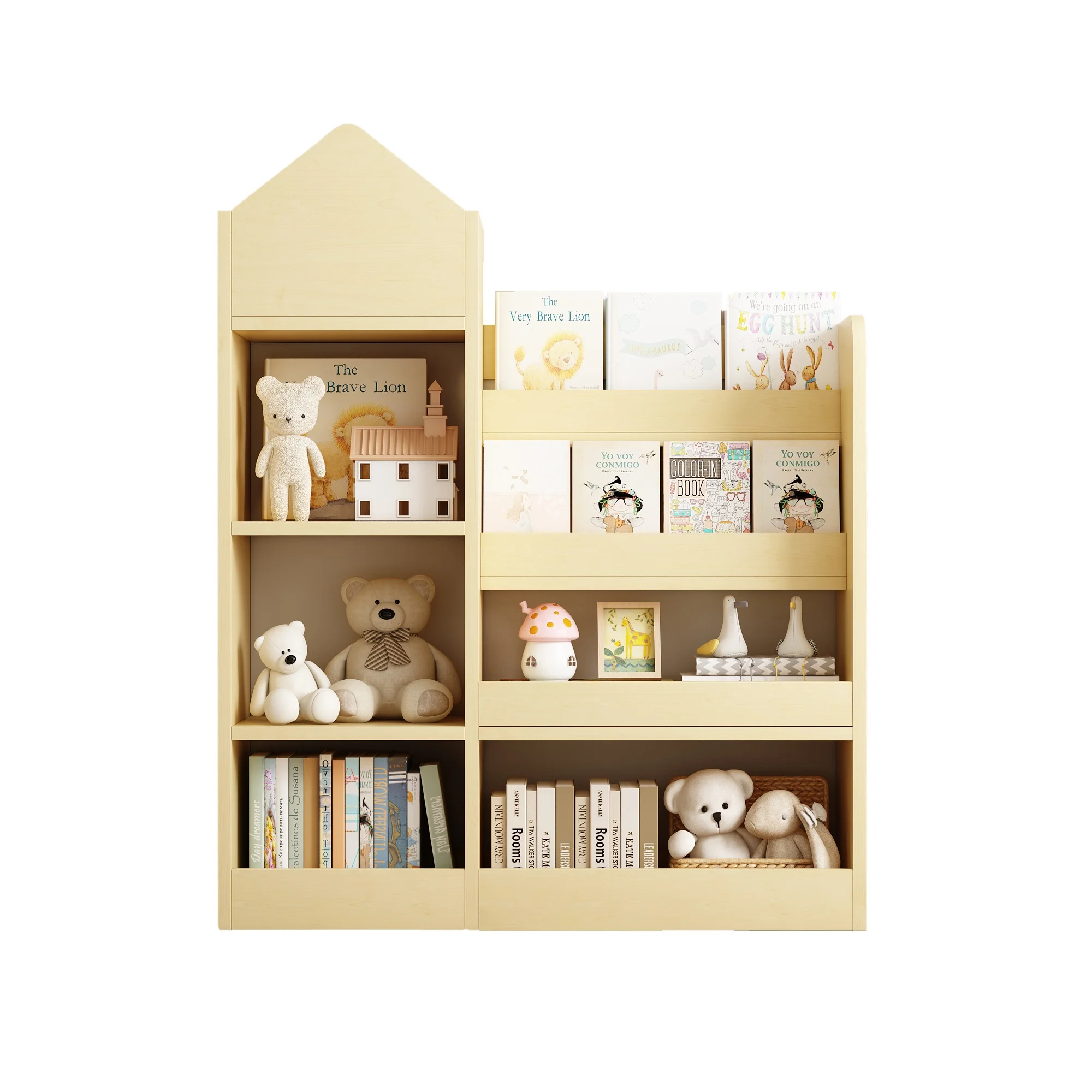 PORKISS Bookshelf for Kids, Wood Kids Bookcase with Toy Storage Organizer, Freestanding Book Shelf with 6 Compartments and 2 Baskets Bins for Kids Bedroom, Nursery, Playroom, Natural - Image 10