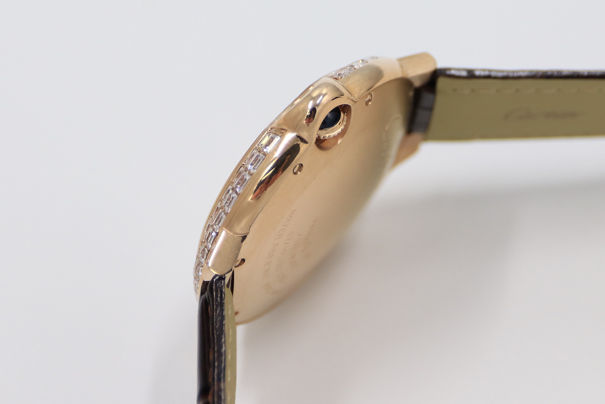 Cartier Blue Balloon Square Diamonds Full Sky Watch-Roman Numerals-Rose Gold-Leather-42mm(1:1 replica) - Top club