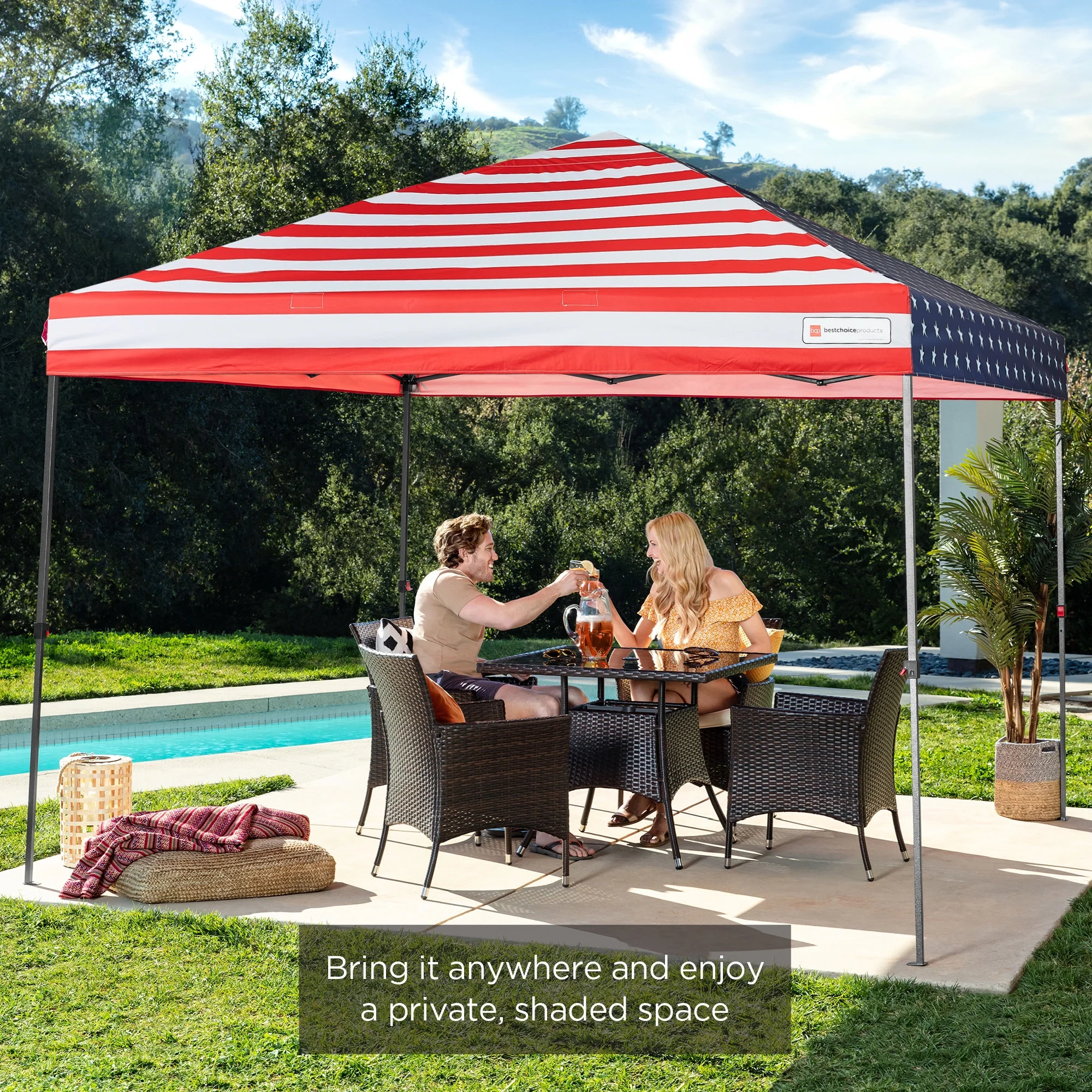 Best Choice Products 10x10ft Easy Setup Pop Up Canopy w/ 1-Button Setup, Wheeled Case, 4 Weight Bags - White - Image 80