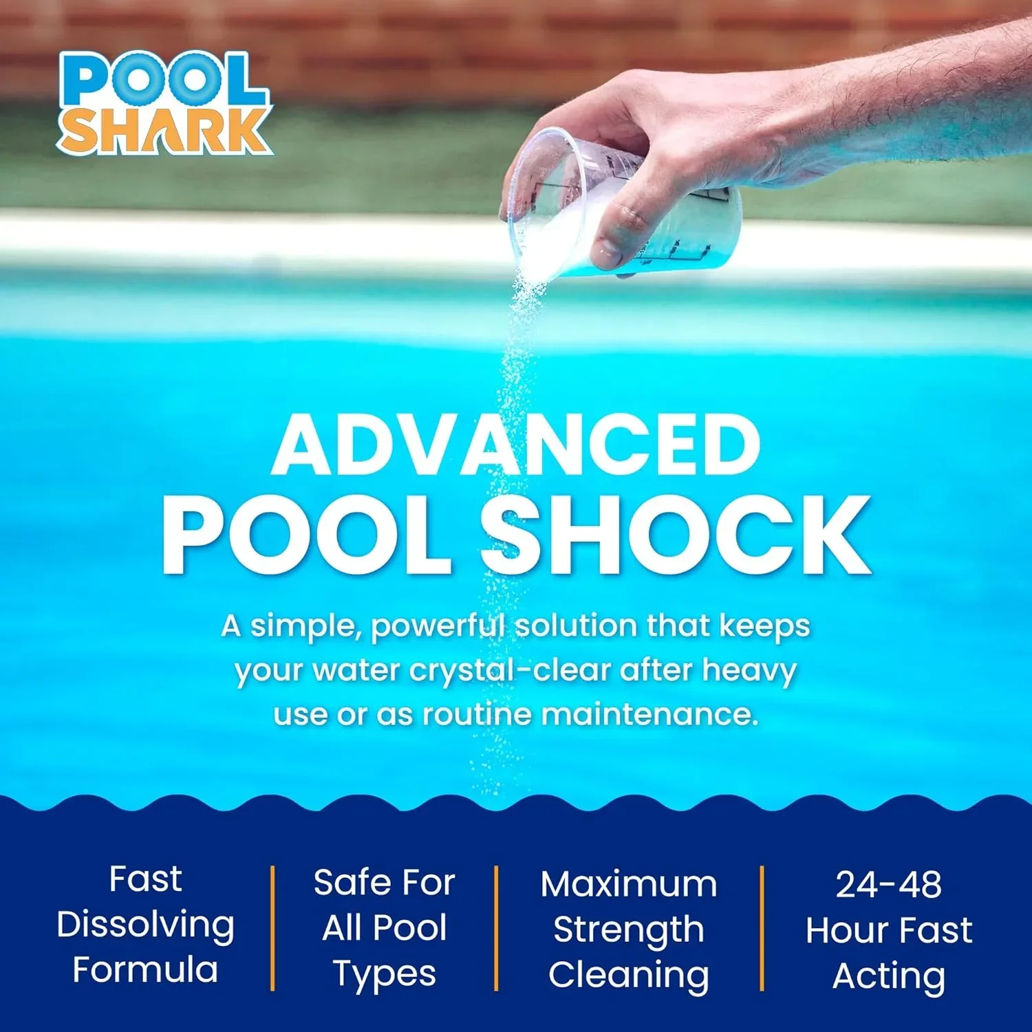 POOL SHARK Calcium Hypochlorite Pool Shock Chlorine Granules, 68%, 50 lbs - CH50 - Image 3 POOL SHARK Calcium Hypochlorite Pool Shock Chlorine Granules, 68%, 50 lbs - CH50 - Image 3