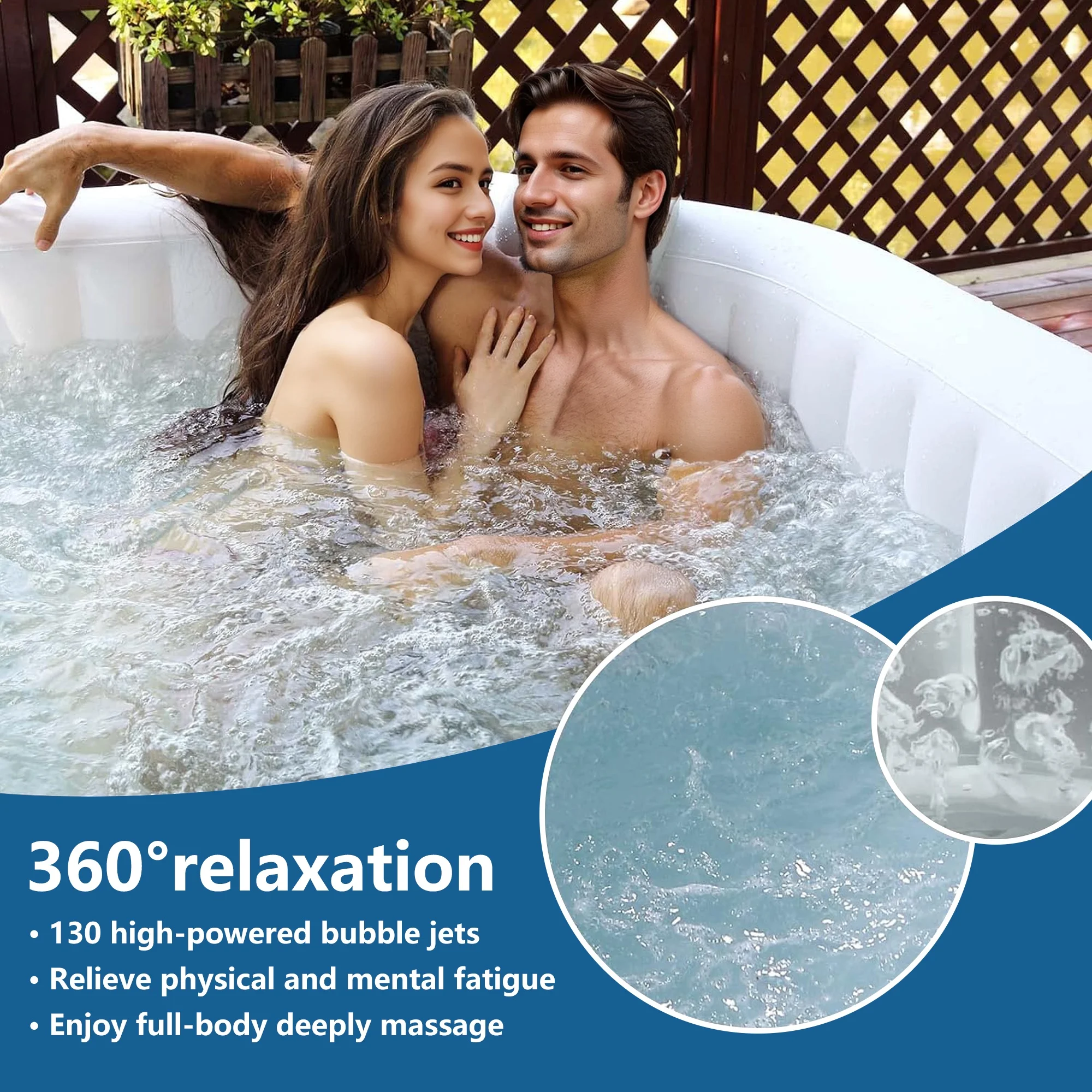 73 inch 4-6 Person Inflatable Hot Tub Spa with Control Panel, Outdoor Portable Hottub with 130 Jets, Insulated Tub Cover and Floor Protector, Temperature up to 104��F, Gray - Image 12
