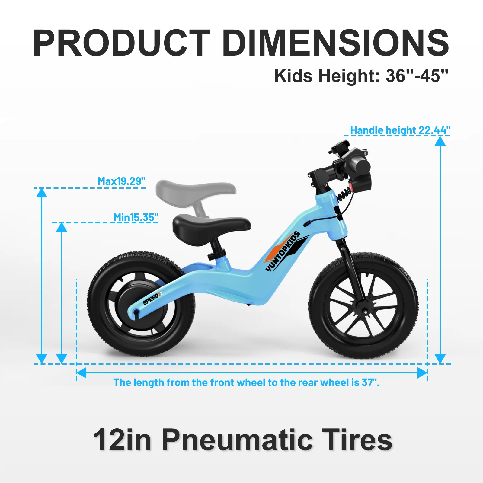 YunTopKids Electric Balance Bike for Kids, 150W Electric Bike for Kids with12 inch Pneumatic Tire, Adjustable Seat, Up to 5.6 Miles Electric Bike for Kids Ages 3-5,Black - Image 22