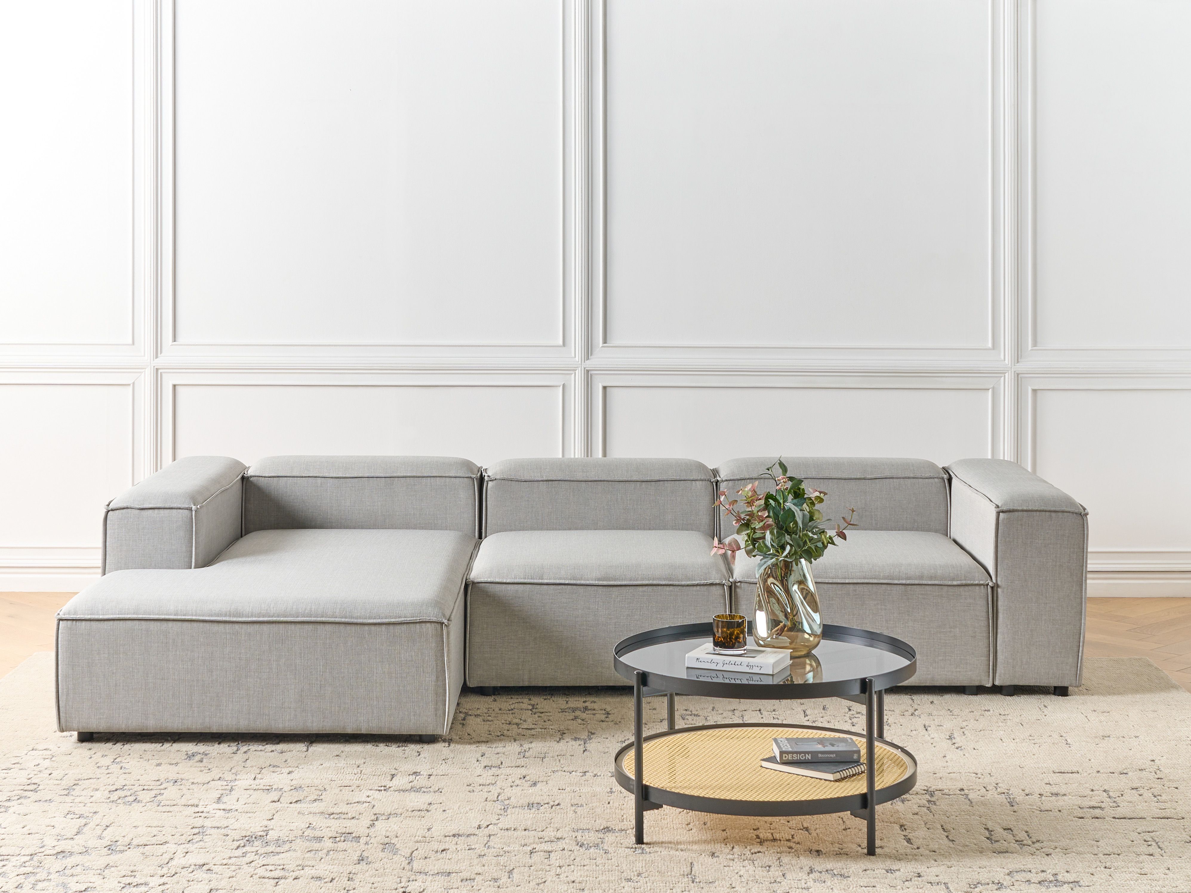 Modular Corner Sofa 4 Seater ARDAL Fabric Light Grey Right Hand