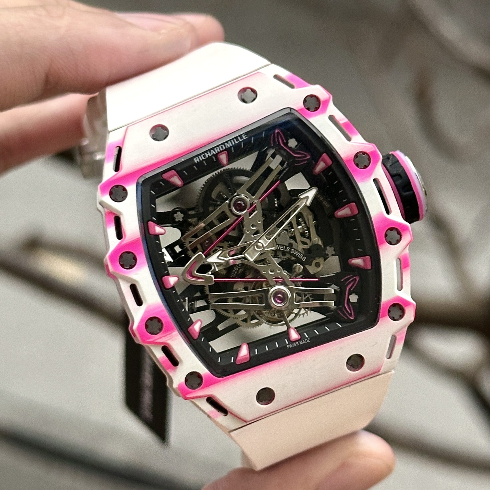 Richard Mille Replica Watch RM38-02 Tourbillon Rubber Strap 43.7mm - Top club