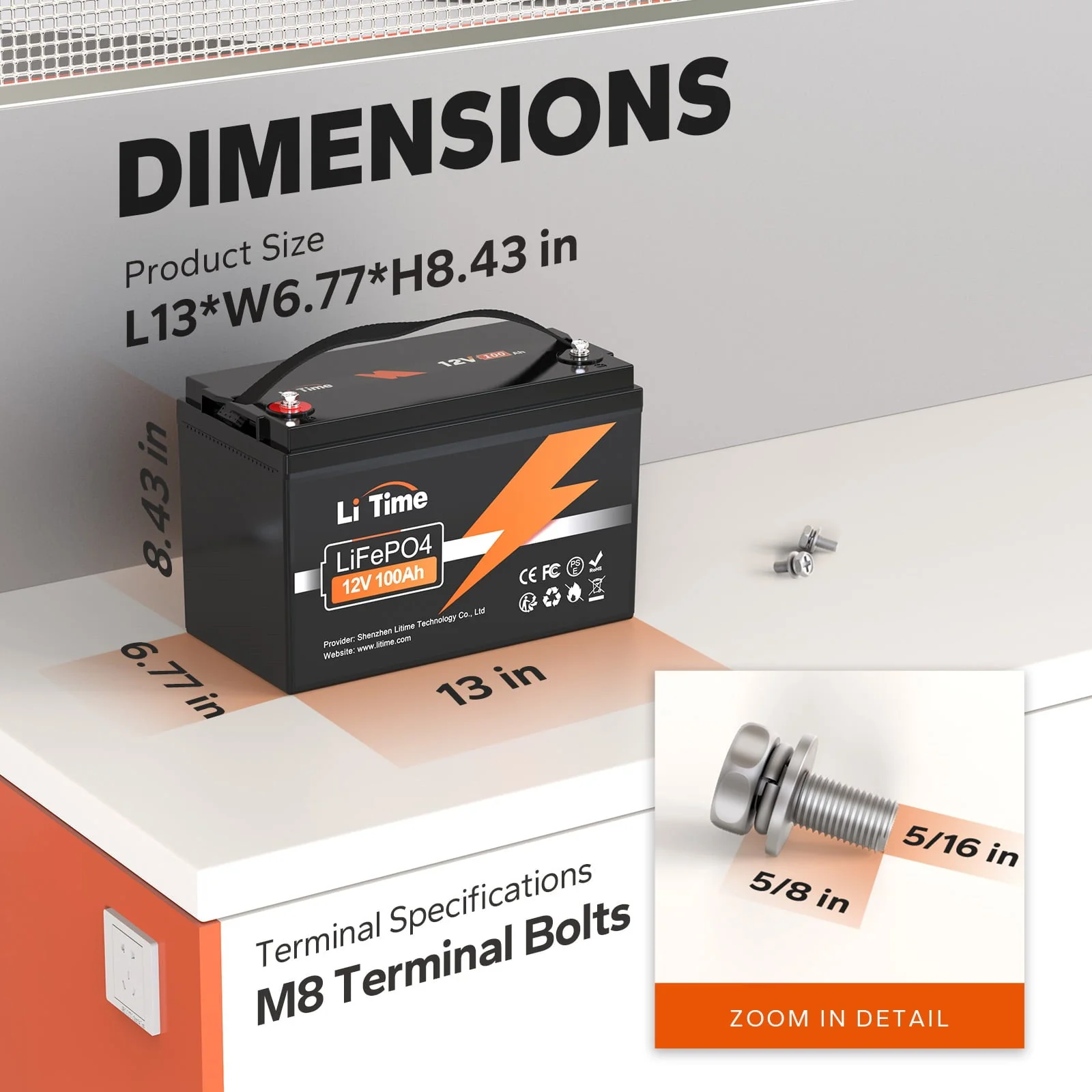 LiTime 12V 100Ah LiFePO4 Lithium Battery (2-Pack), 4000~15000 Deep Cycle Lithium Iron Phosphate Battery, Built-in 100A BMS, Support in Series/Parallel, for RV, Camping, Marine, Trolling Motor, Solar - Image 7