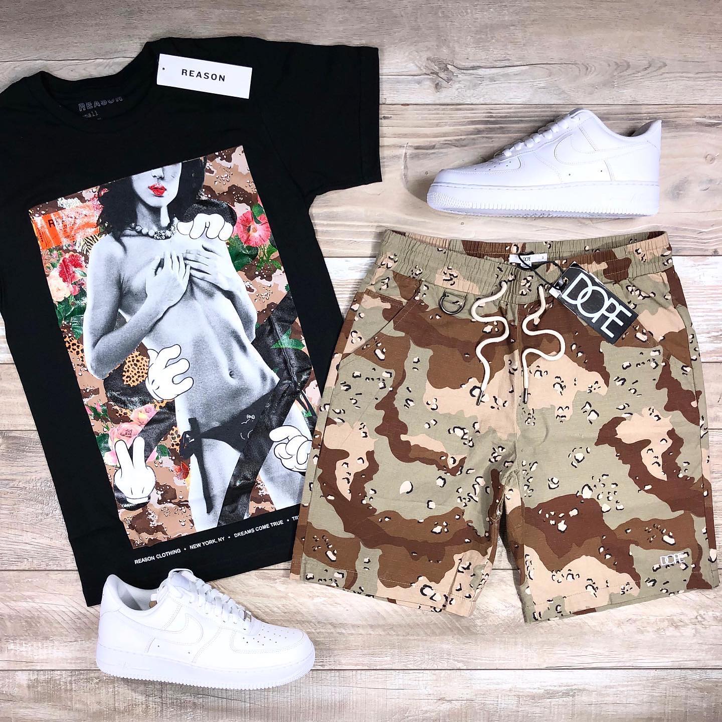Suitmens Men's Stitching Art Short Sleeve T-Shirt Set  043