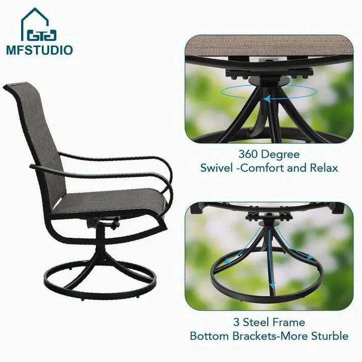 8-Piece Patio Dining Set With Umbrella And 6 Sling Dining Swivel Chairs - Image 6 8-Piece Patio Dining Set With Umbrella And 6 Sling Dining Swivel Chairs - Image 6