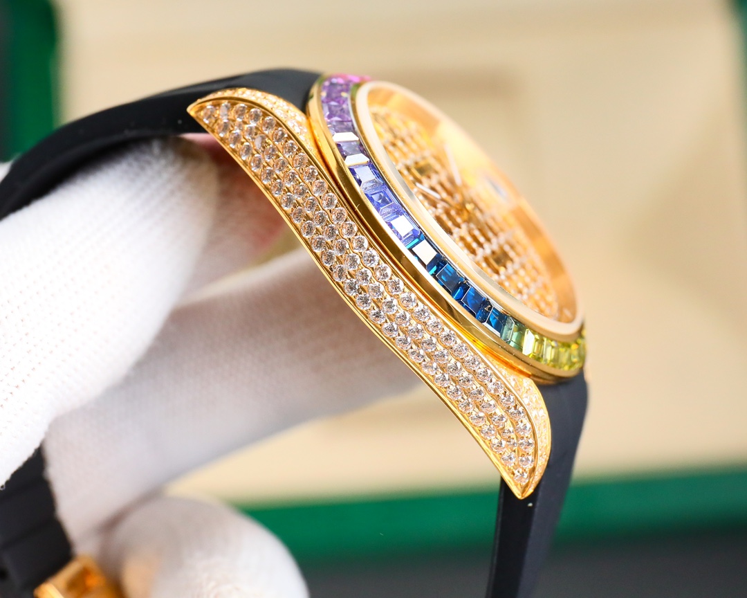 Rolex Rainbow Diamonds Logbook Full Diamonds Tudor Edition Luxury 18k Nanotechnology - 41MM(1:1 replica) - Top club