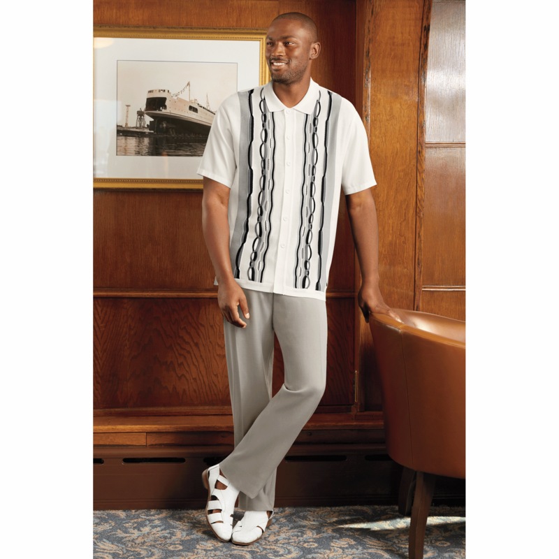 Stacy Adams Chain Stripe Pant Set - MIDNIGHT VELVET CATALOG