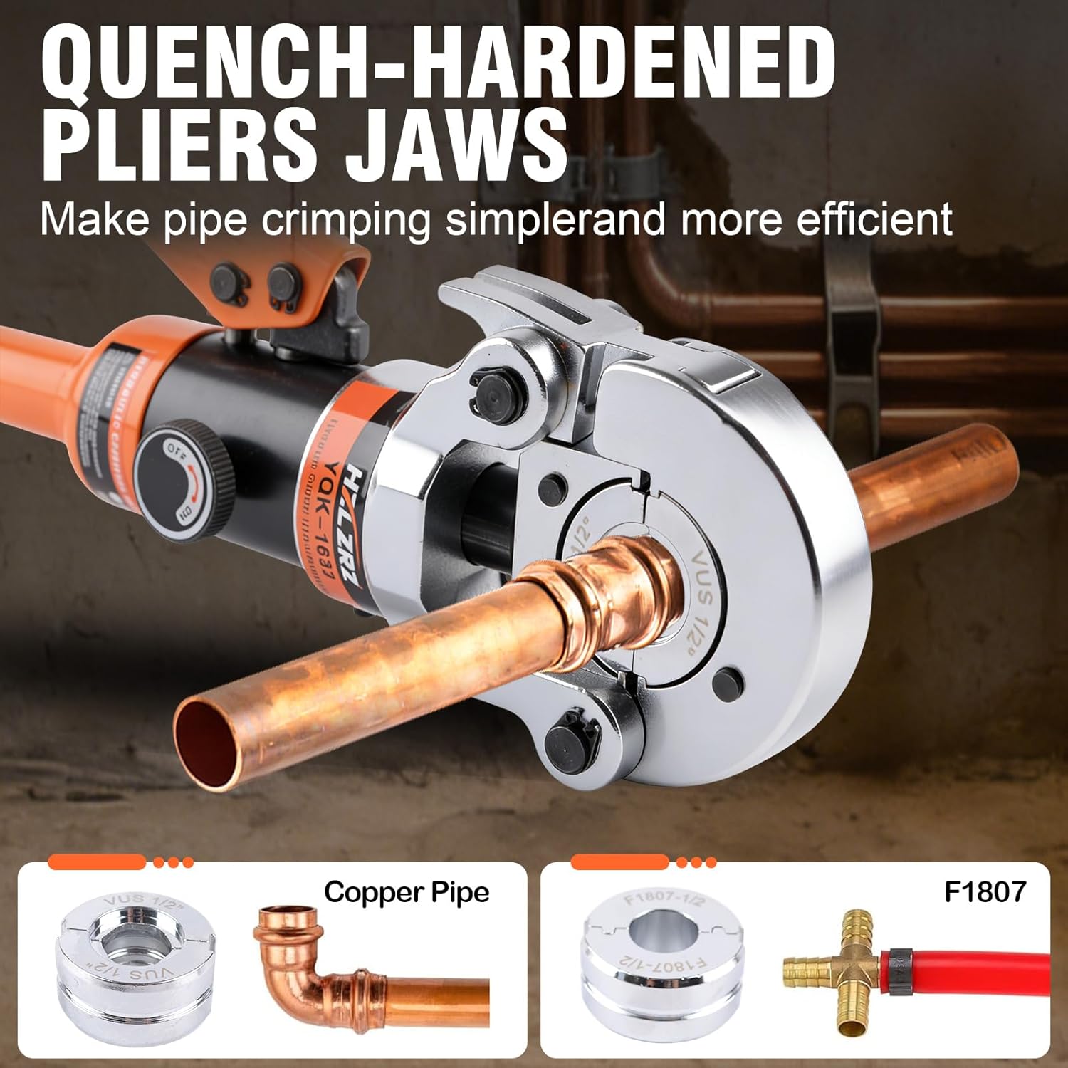 HZLZRZ Pro Press Copper and PEX Pipe Crimper Kit: 8 dies Set with Dies for 1/2