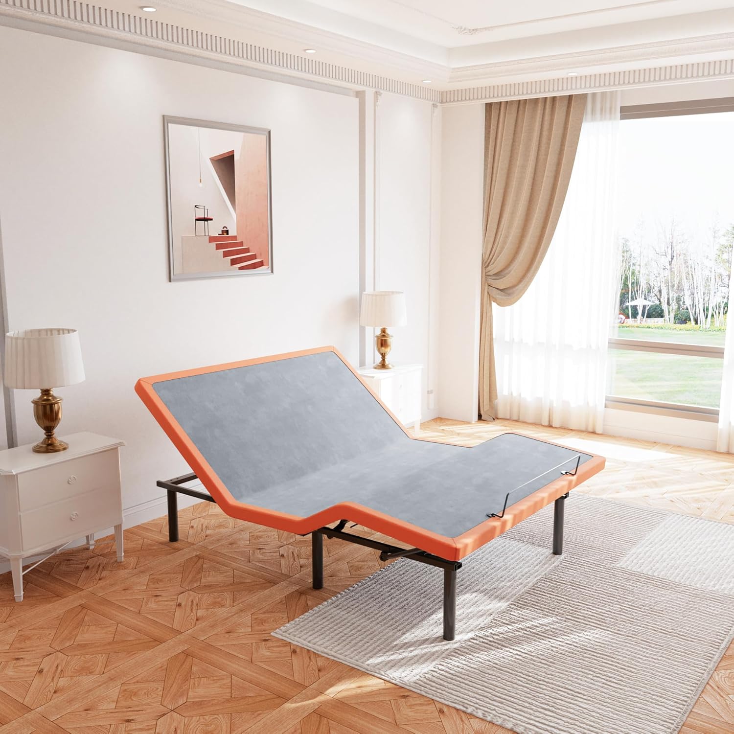 ESHINE Adjustable Bed Frame Queen - Ergonomic Zero Gravity Bed Base, Foot & Head Incline, APP Control, Wireless Remote, Anti-Snore, Queen, 2000 Series