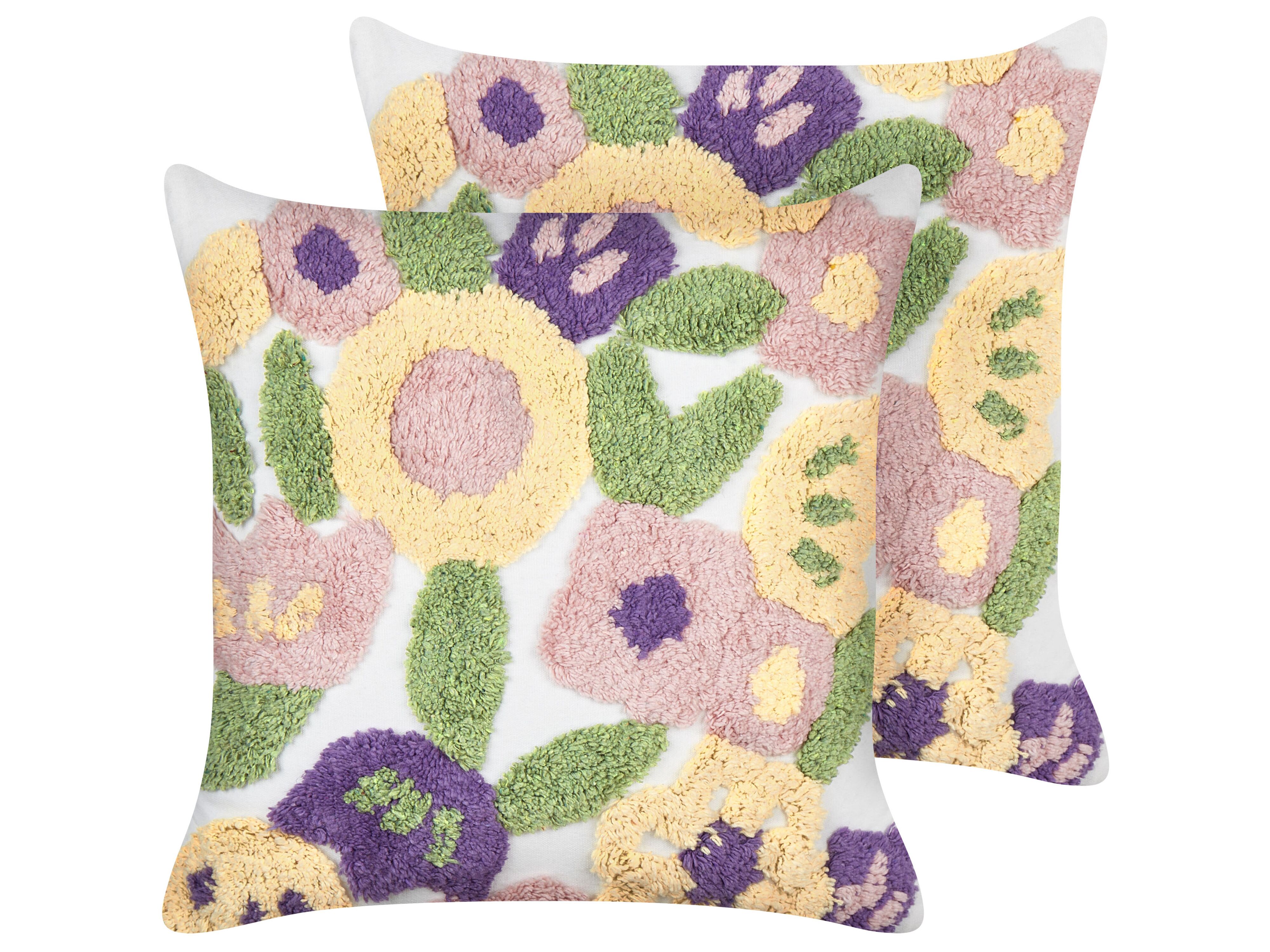 Set of 2 Decorative Cushions TRICORNIO Cotton 45 x 45 cm Multicolour Floral Pattern
