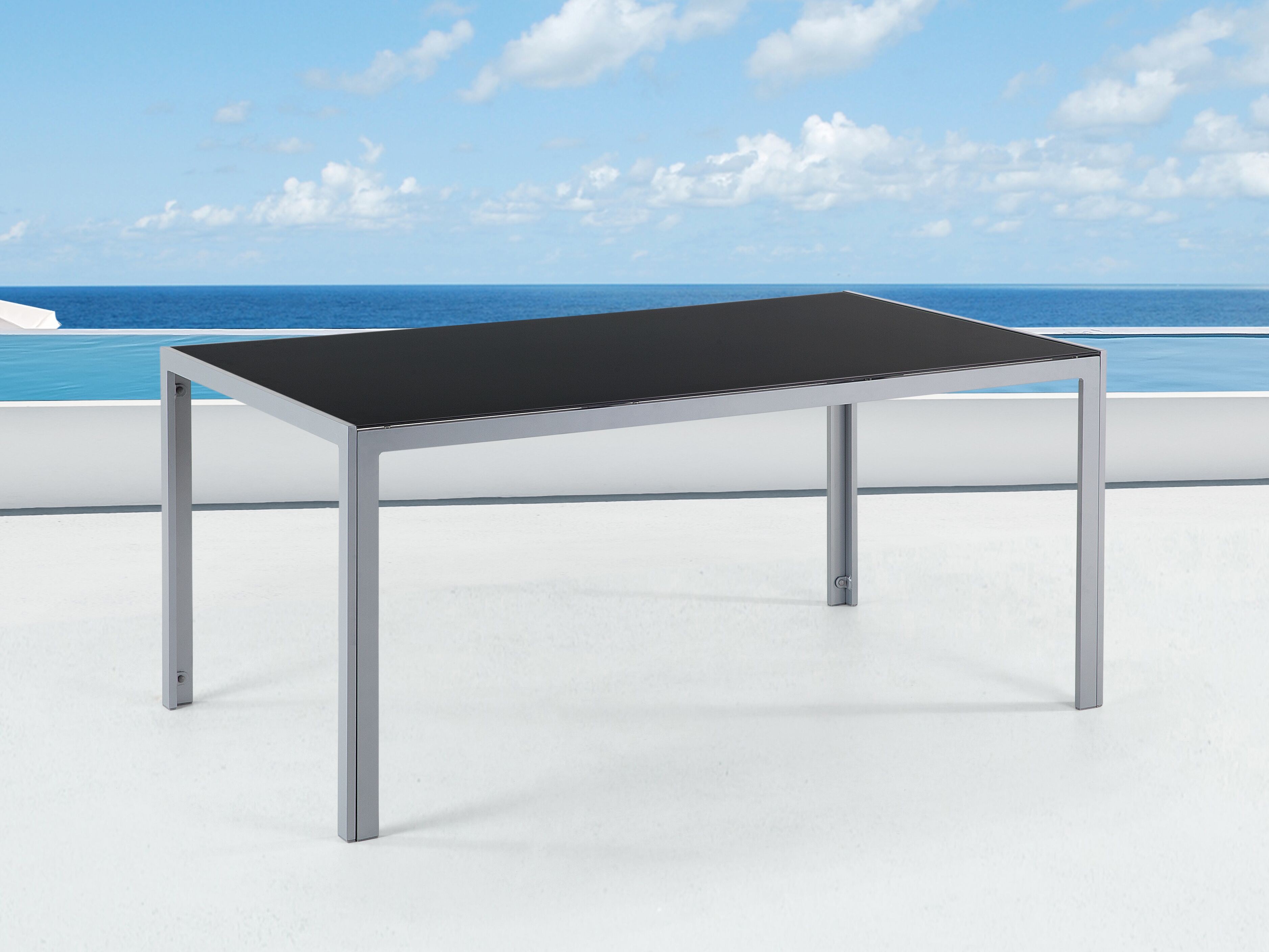 Garden Dining Table CATANIA 160 cm 91 cm Glass Black