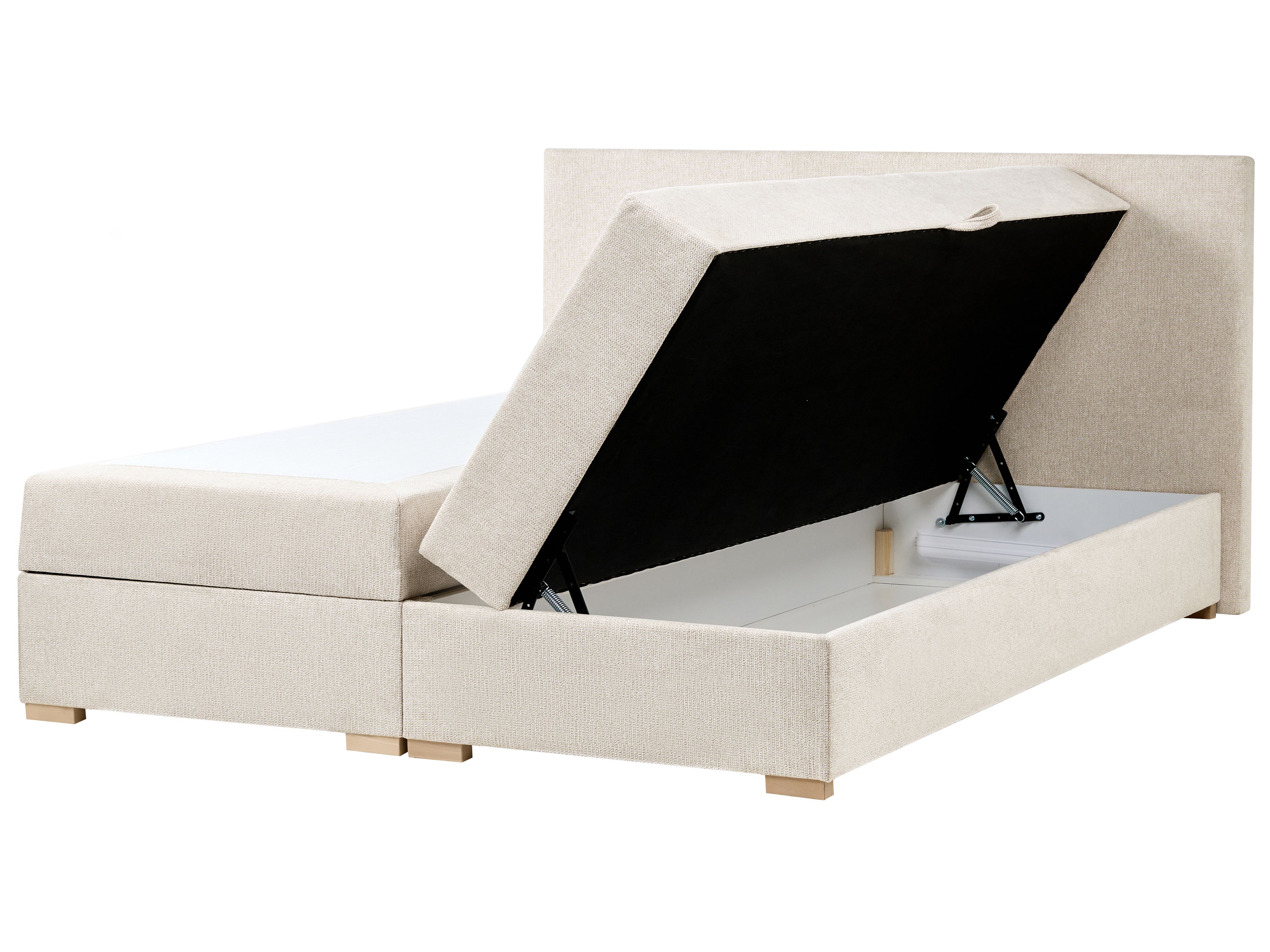 Divan Bed with Storage Fabric MAJOR 180 x 200 cm (EU Super King) Light Beige