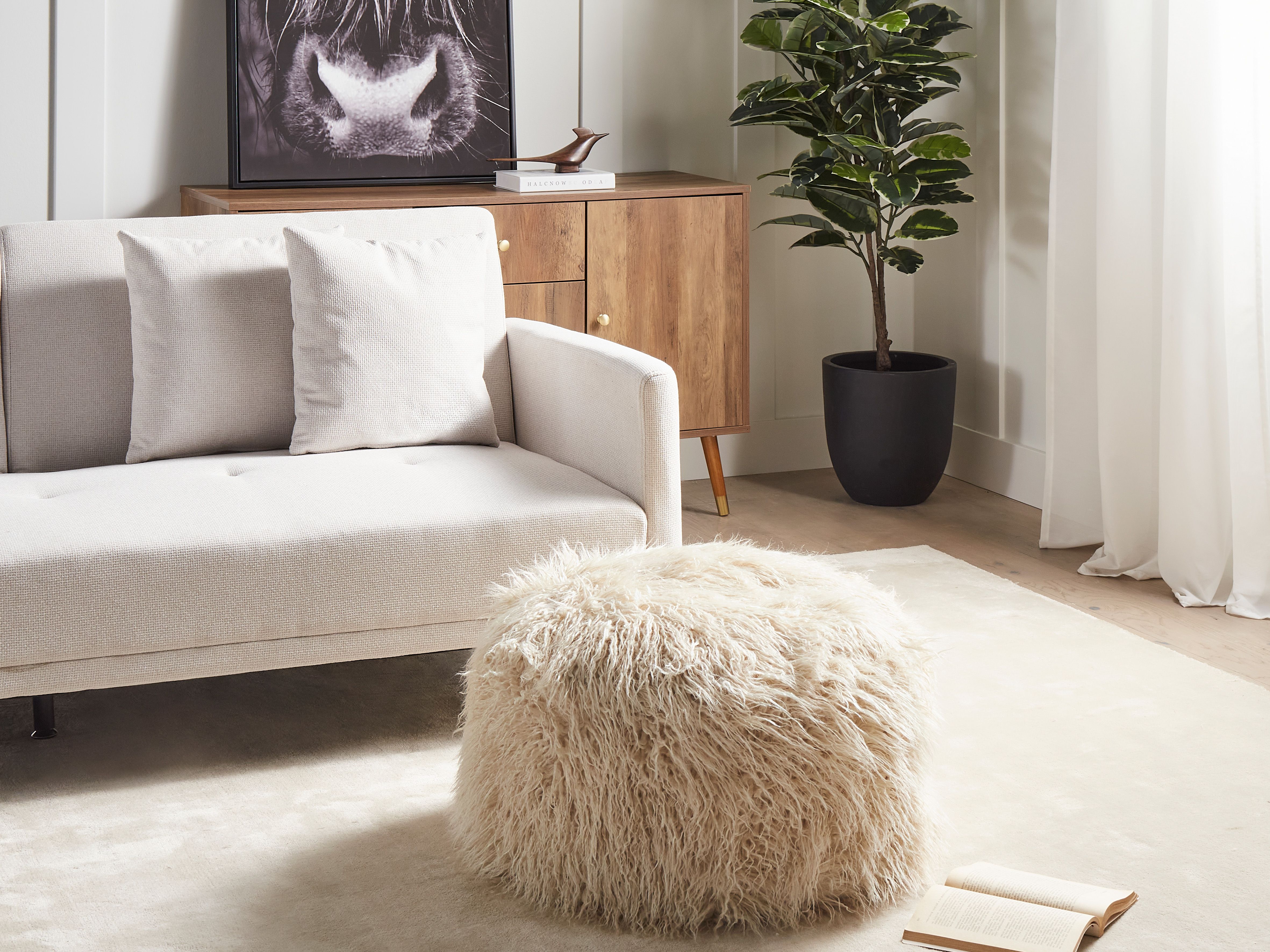 Pouffe TUKKI Faux Fur Light Beige