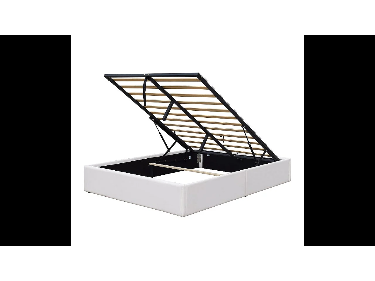 Lit Coffre Gris Loris 90x190 aux Pieds - Montage Facile et Entretien Simple Simili PVC