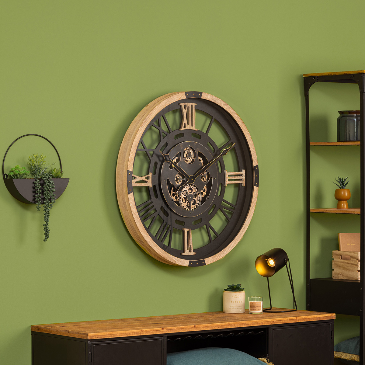 Mechanical clock "Kent" Wood, D.80 cm