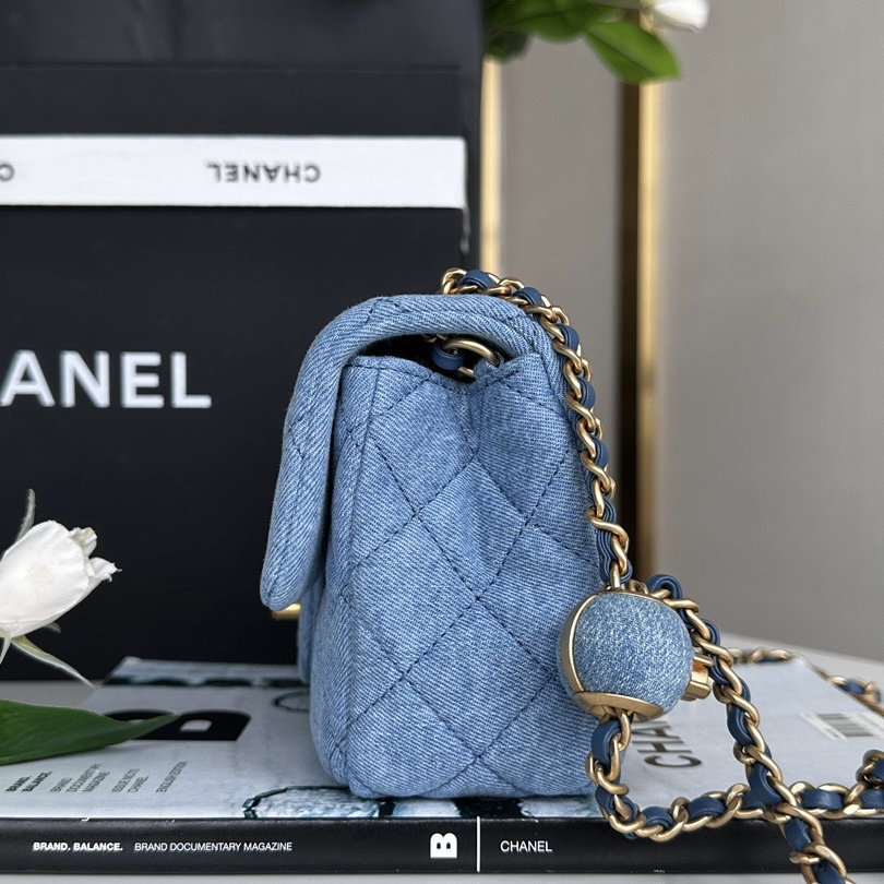 Chanel Classic Flag Bag Quilted Denim 20CM(Replica)1:1High-quality replica
