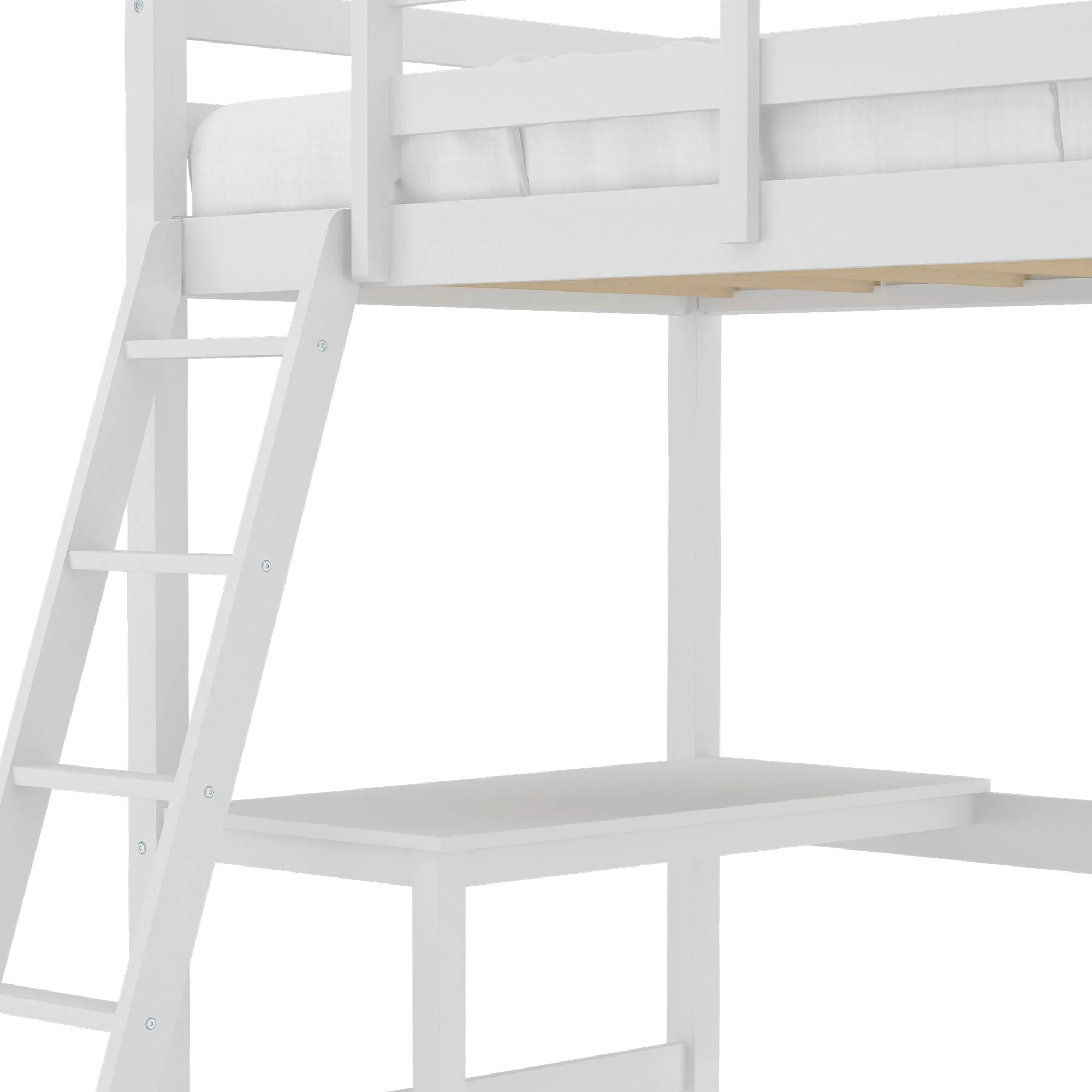 Hillsdale Campbell Wood Twin Loft Bunk Bed with Desk, White - Image 12