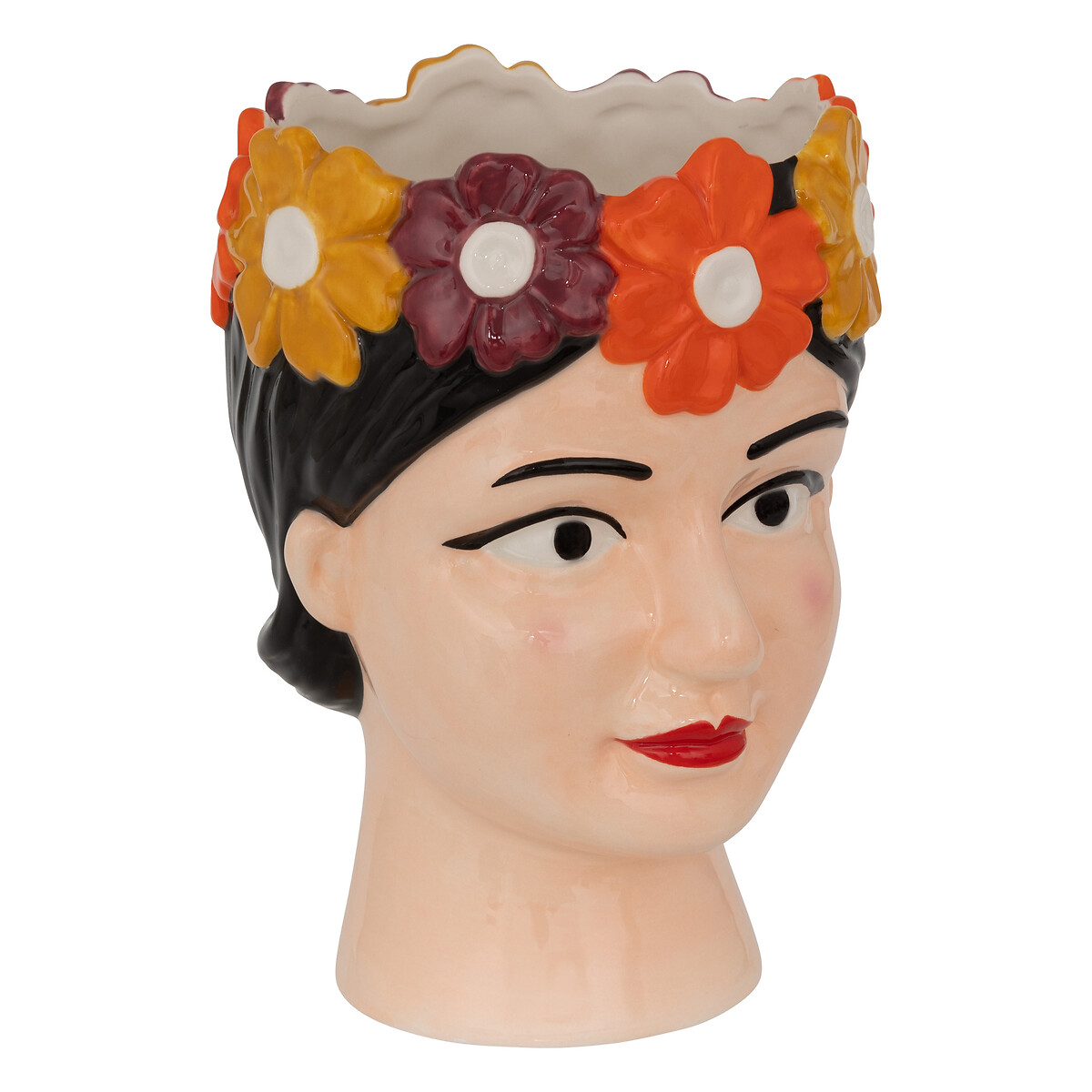 Woman's head vase "Yuca" Ceramic, Multicolored, H.18 cm