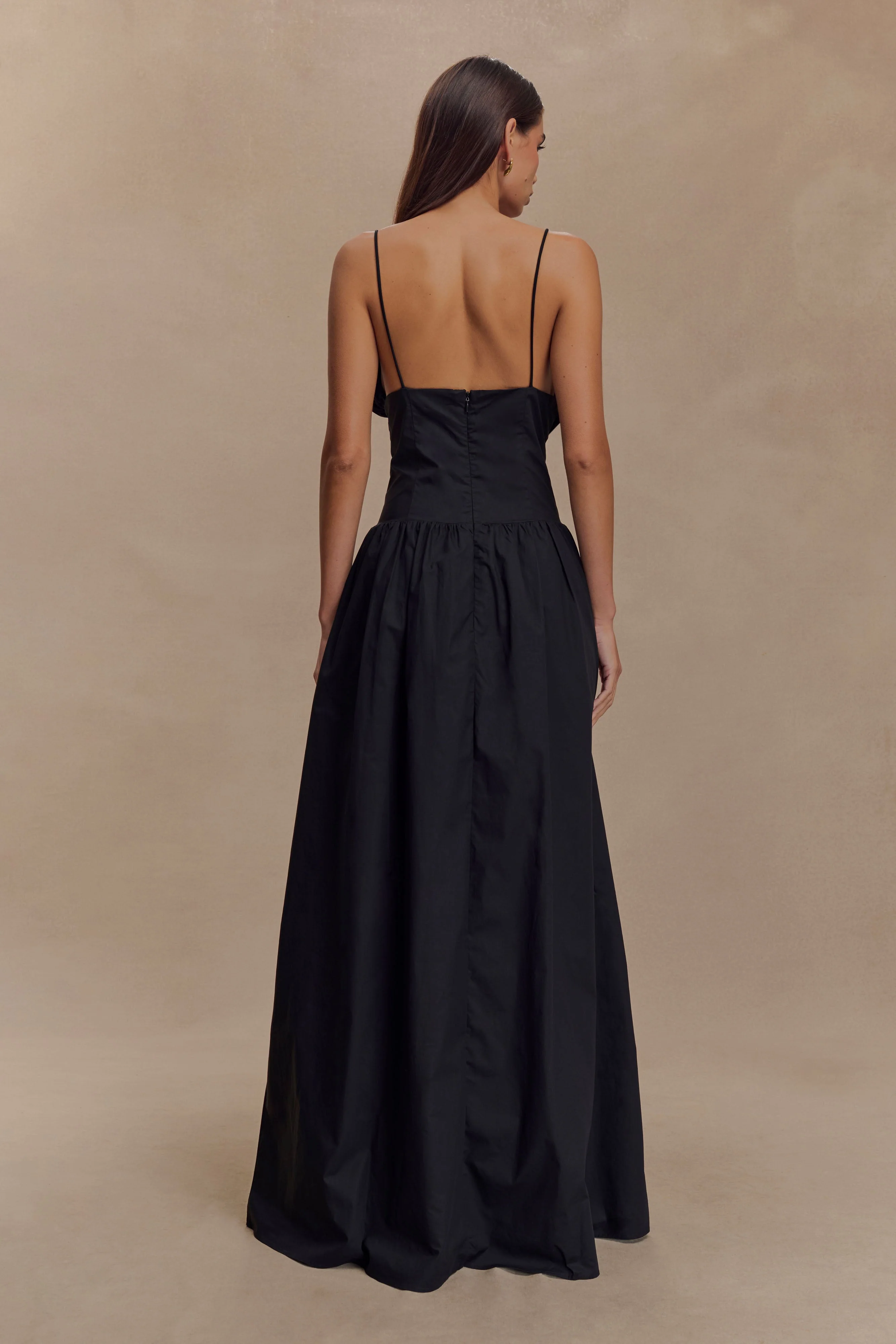 Janis Cotton Frill Maxi Dress - Black