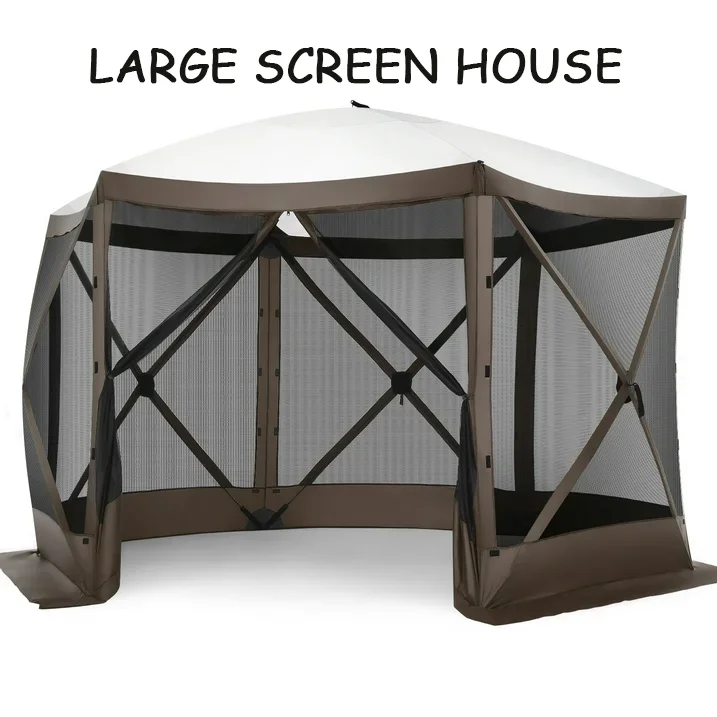 COBIZI 12'x12' Pop-up Gazebo Outdoor Camping Tent with 6 Sides Mosquito Netting, Waterproof, UV Resistant, Portable Screen House Room, Easy Set-up Party Tent with Carry bag, Ground Spike, Brown - Image 9