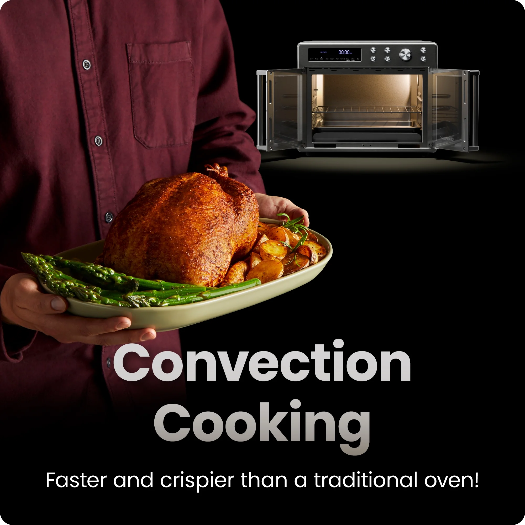 Chefman French Door 10-in-1 Toaster Oven Air Fryer, 26-Quarts, Fits 12-Inch Pizza �C Stainless Steel