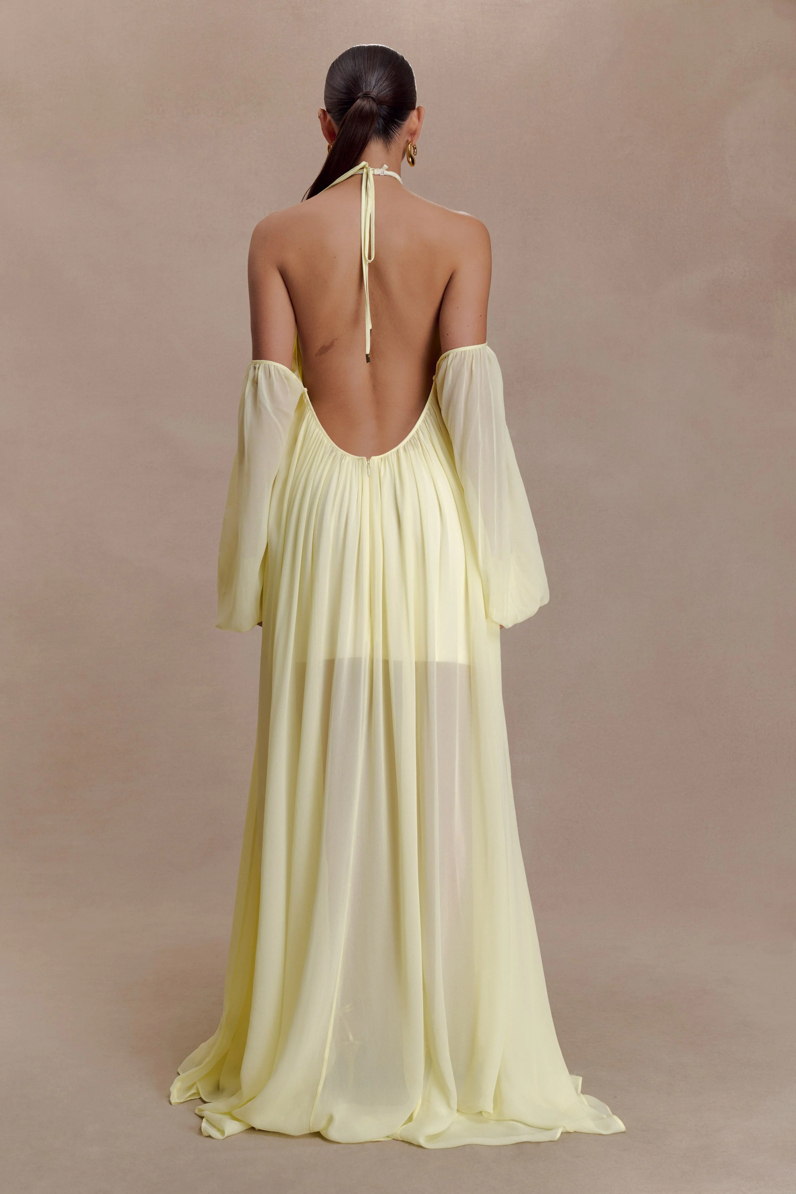 Janni Chiffon Maxi Dress With Hardware - Lemon Lime