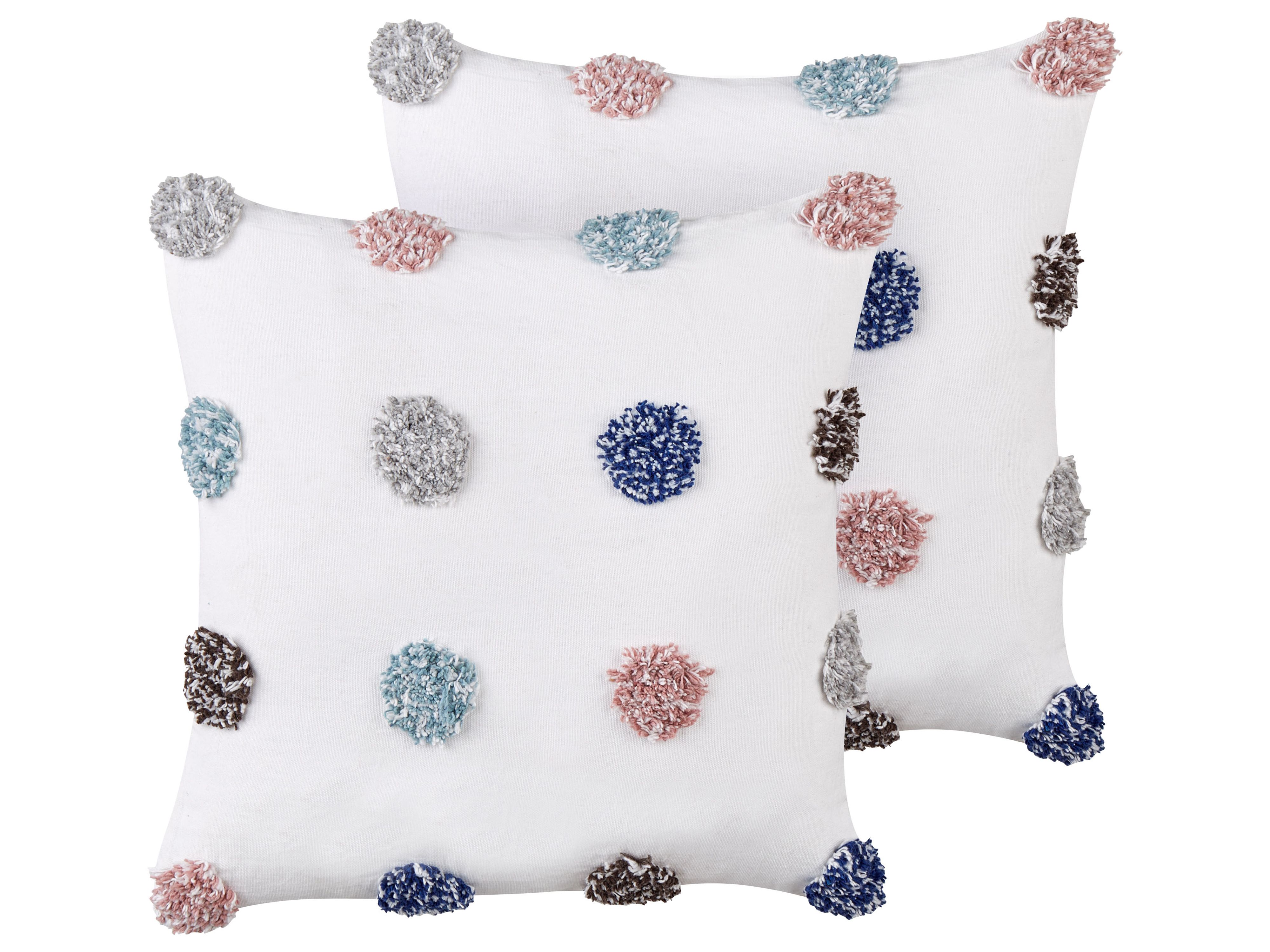 Set of 2 Decorative Cushions BRACKEN Cotton 45 x 45 cm White