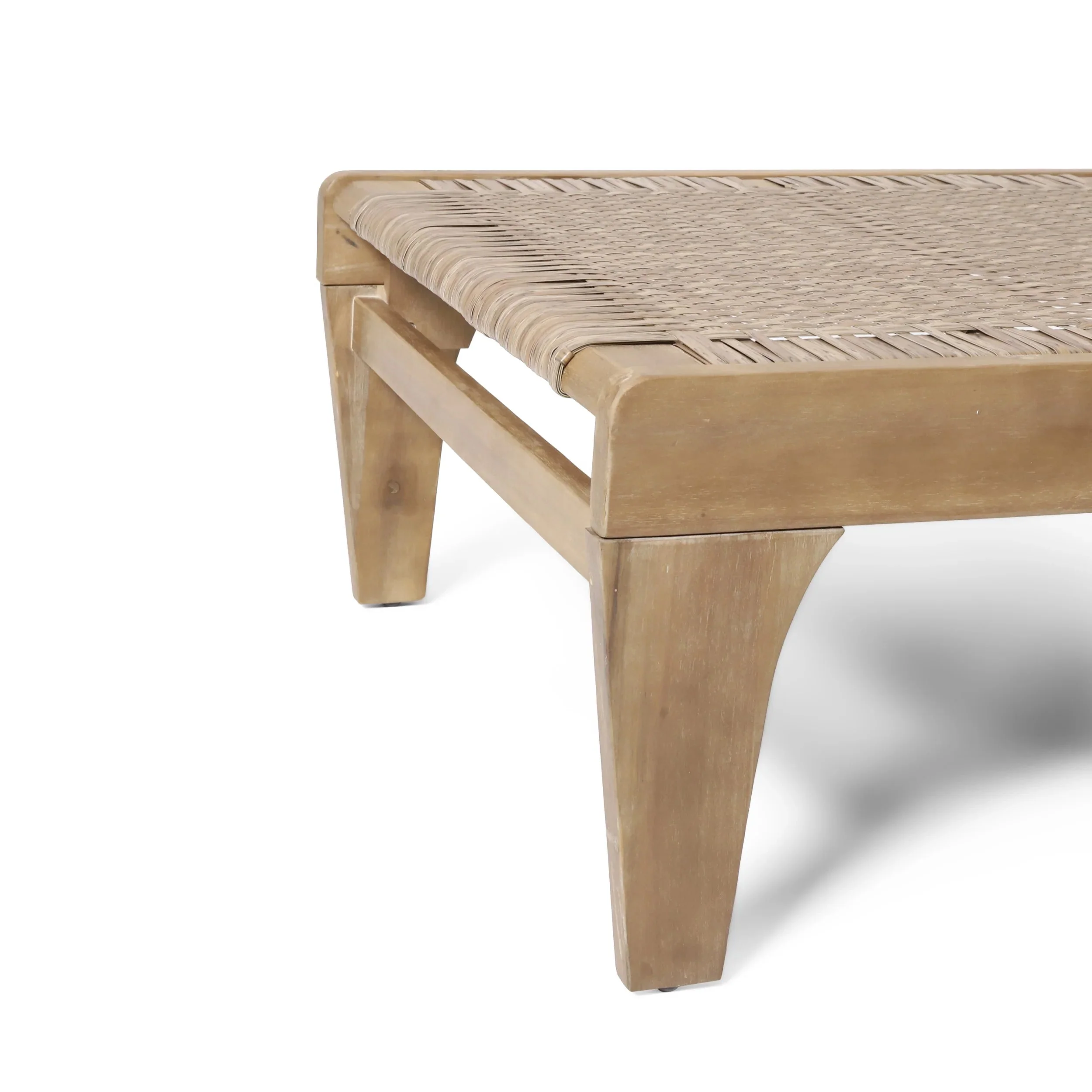 Outdoor Chaise Lounge, Single, Acacia Wood and Faux Rattan, Light Brown and Light Multibrown, 77.00 x 25.50 x 33.00 Inches - Shane - Image 8 Outdoor Chaise Lounge, Single, Acacia Wood and Faux Rattan, Light Brown and Light Multibrown, 77.00 x 25.50 x 33.00 Inches - Shane - Image 8