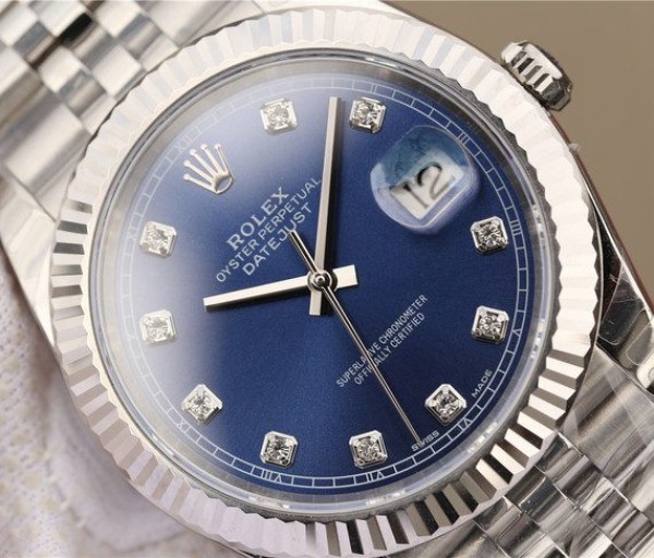 Replica Rolex DateJust 41mm 126334 Fluted Bezel Blue Dial Diamonds Markers Bracelet A3235 - Top club