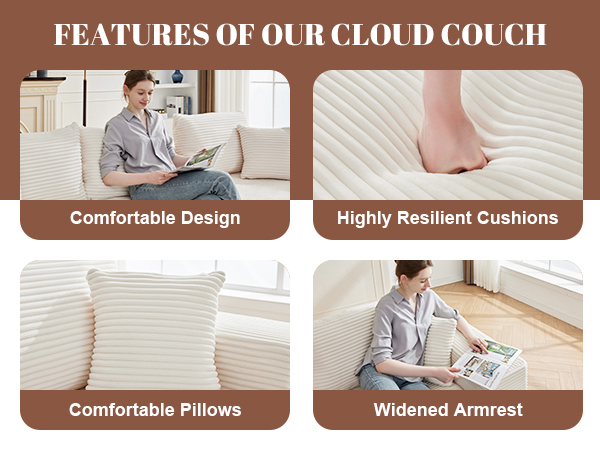 Cloud sectional sofa details view