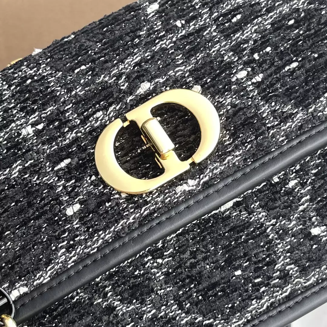 Miss Caro Mini Bag Black Cannage Tweed Embroidery1:1High-quality replica