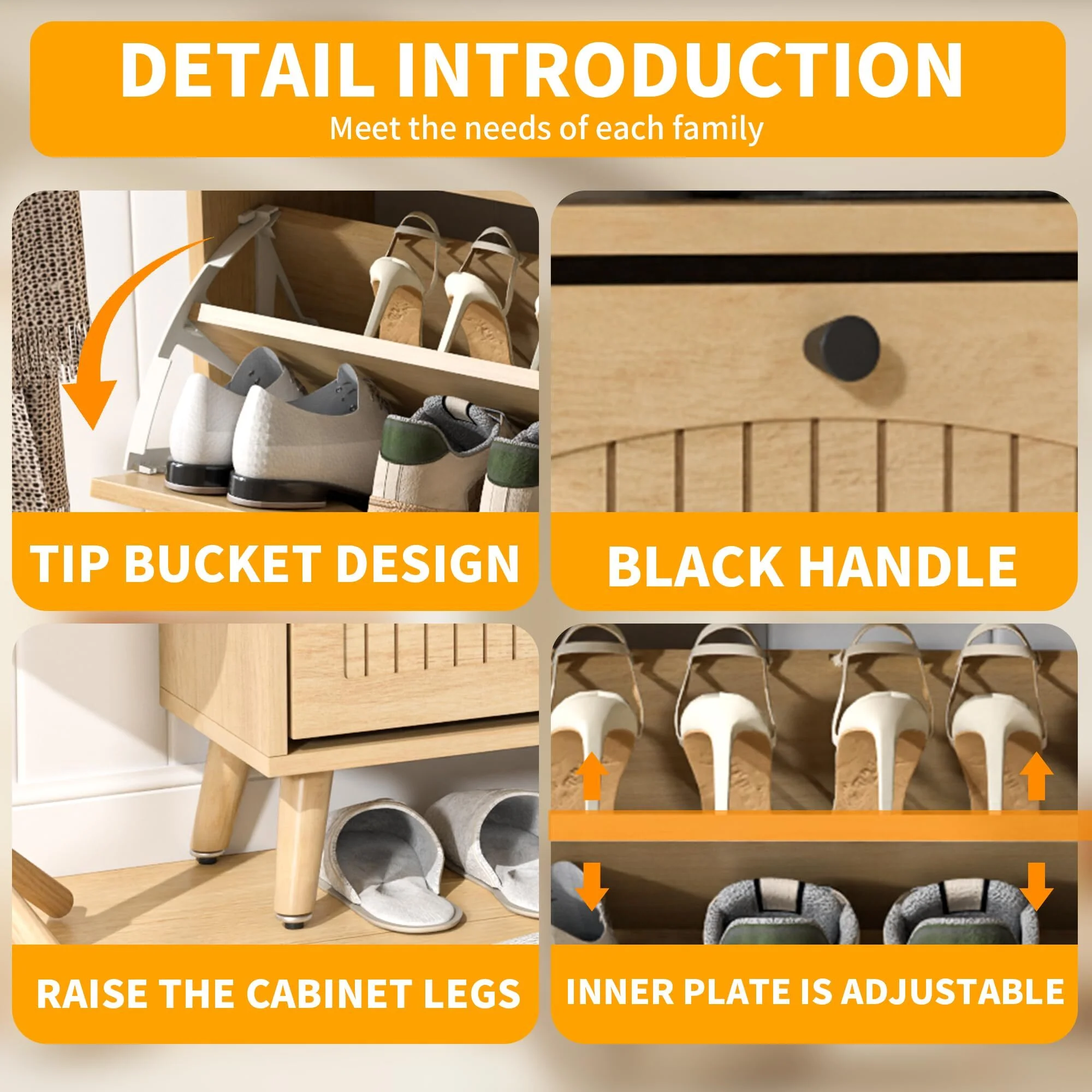 Shoe Storage Cabinet with 2 Flip Drawers, Modern Shoe Cabinet Storage for Entryway, Entryway Shoe Storage - Image 18