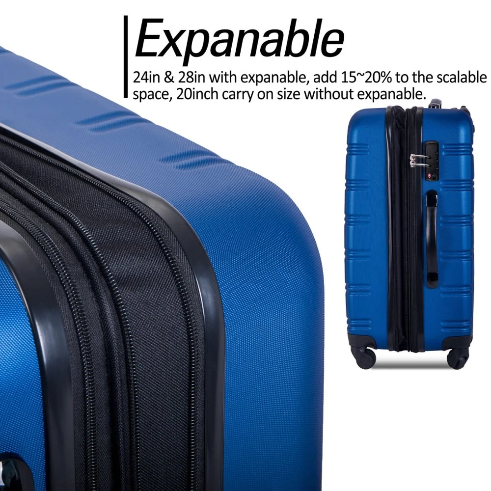 Tcbosik Luggage Sets, 3 Piece Set Hardside Suitcases with Spinner Wheels, 20/24/28 Travel Luggage Lightweight, Dark Blue - Image 8